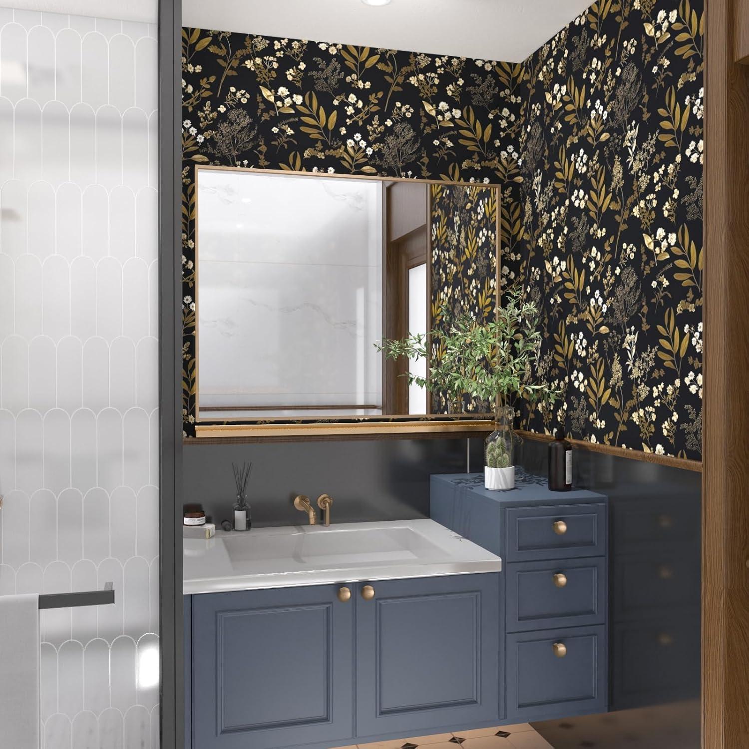 Papel Tapiz Autoadhesivo Floral Negro Laatse 44.5 cm x 1000.2 cm