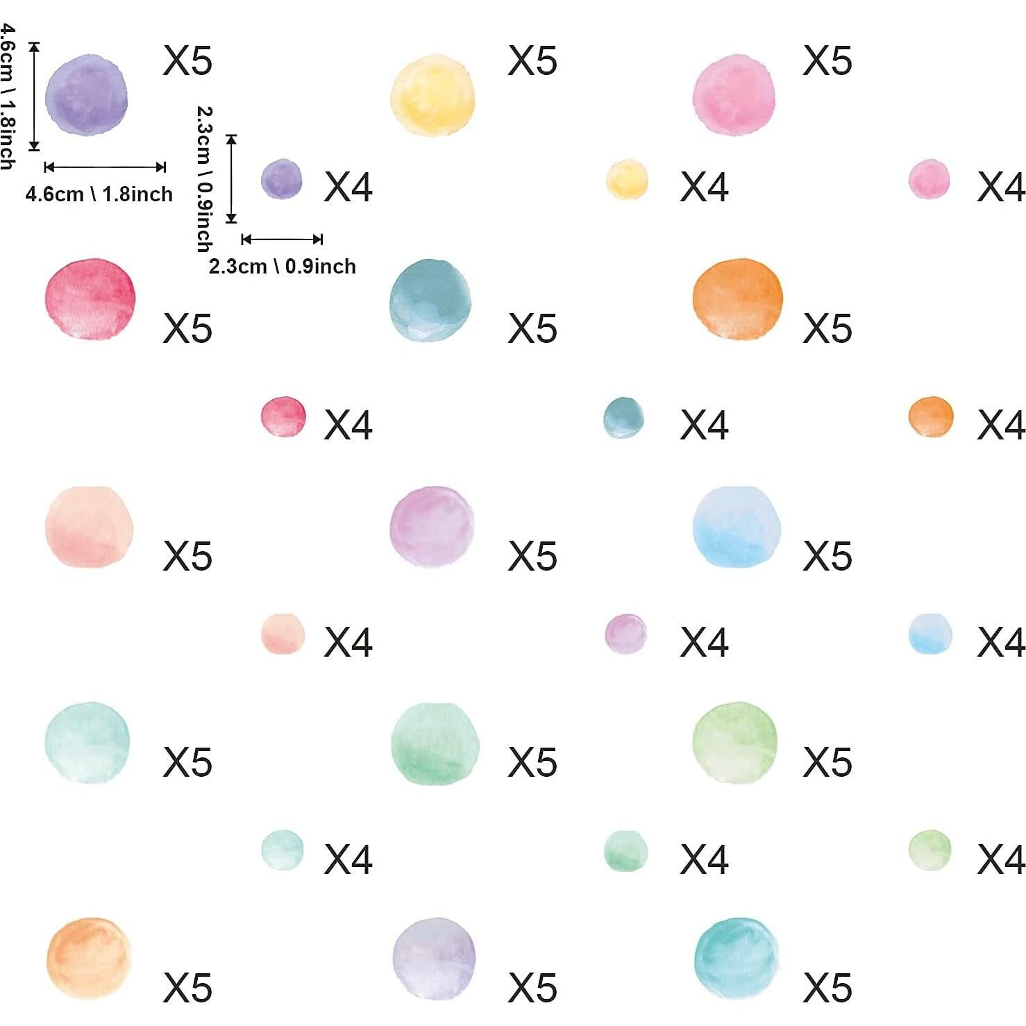 Pegatinas de Pared Kasubeso 123 Pcs Lunares Multicolor