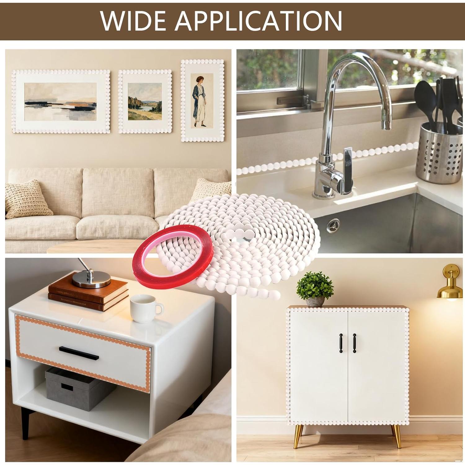 Moldura Decorativa Flexible VEEVIIY 4.88m x 1.5cm PVC Blanco