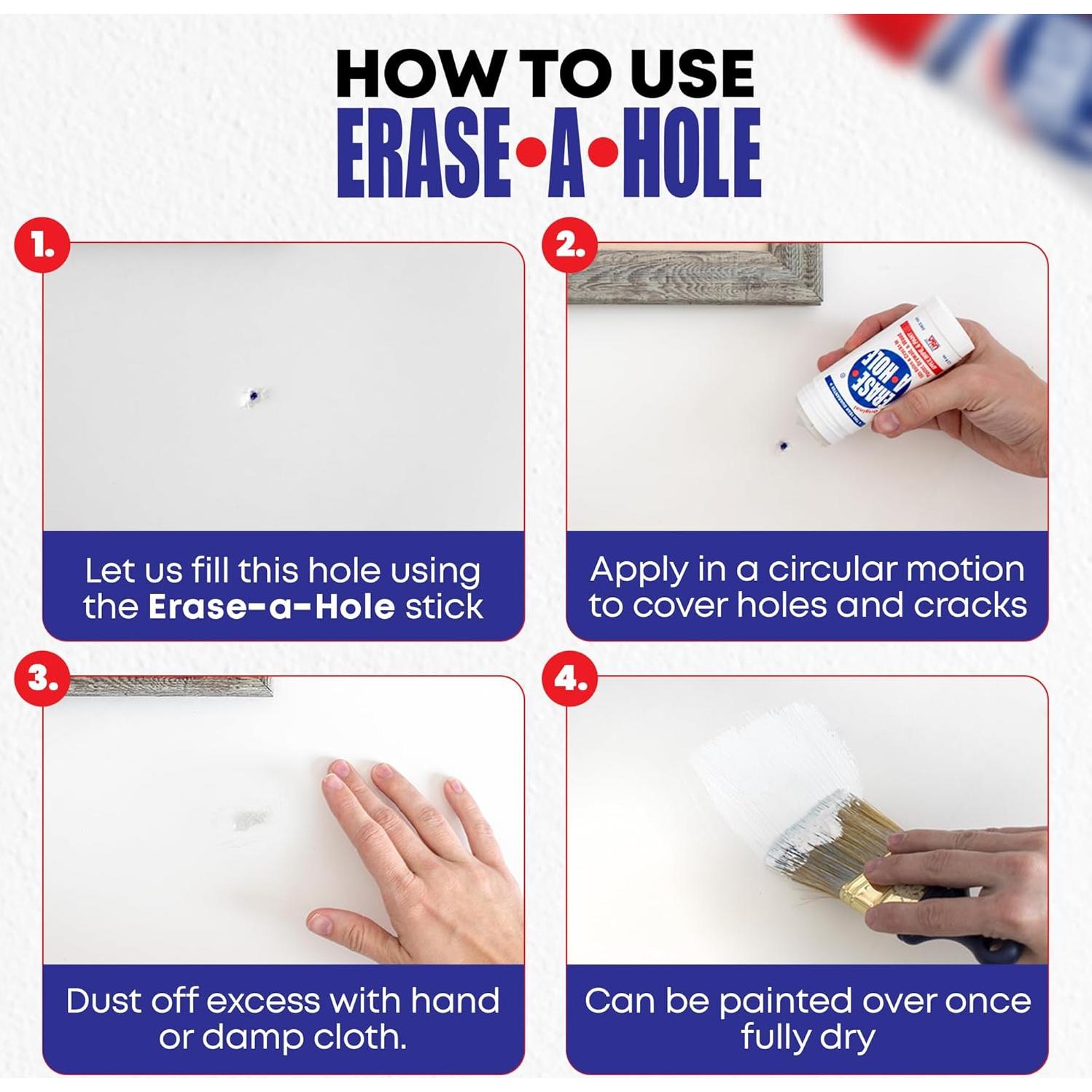 Bastón de Reparación de Pared Erase-A-Hole 127g - Relleno Rápido