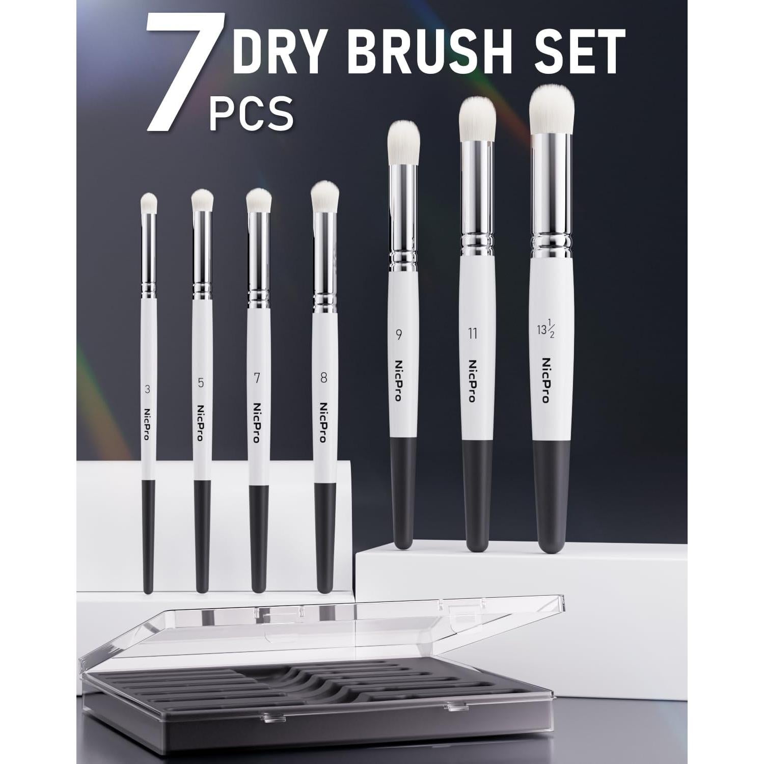 Set de Pinceles Secos Nicpro 7 Tamaños para Miniaturas