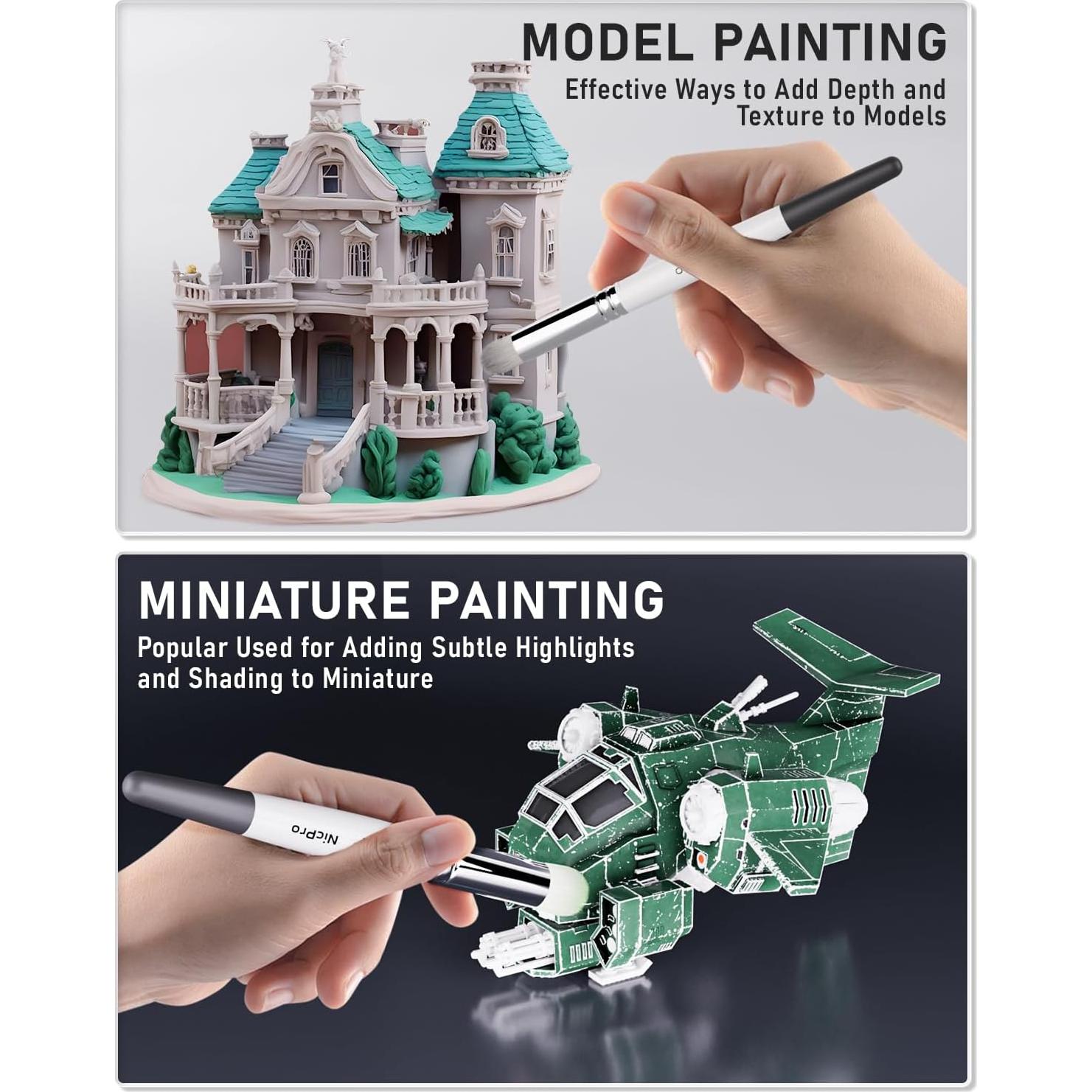 Set de Pinceles Secos Nicpro 7 Tamaños para Miniaturas