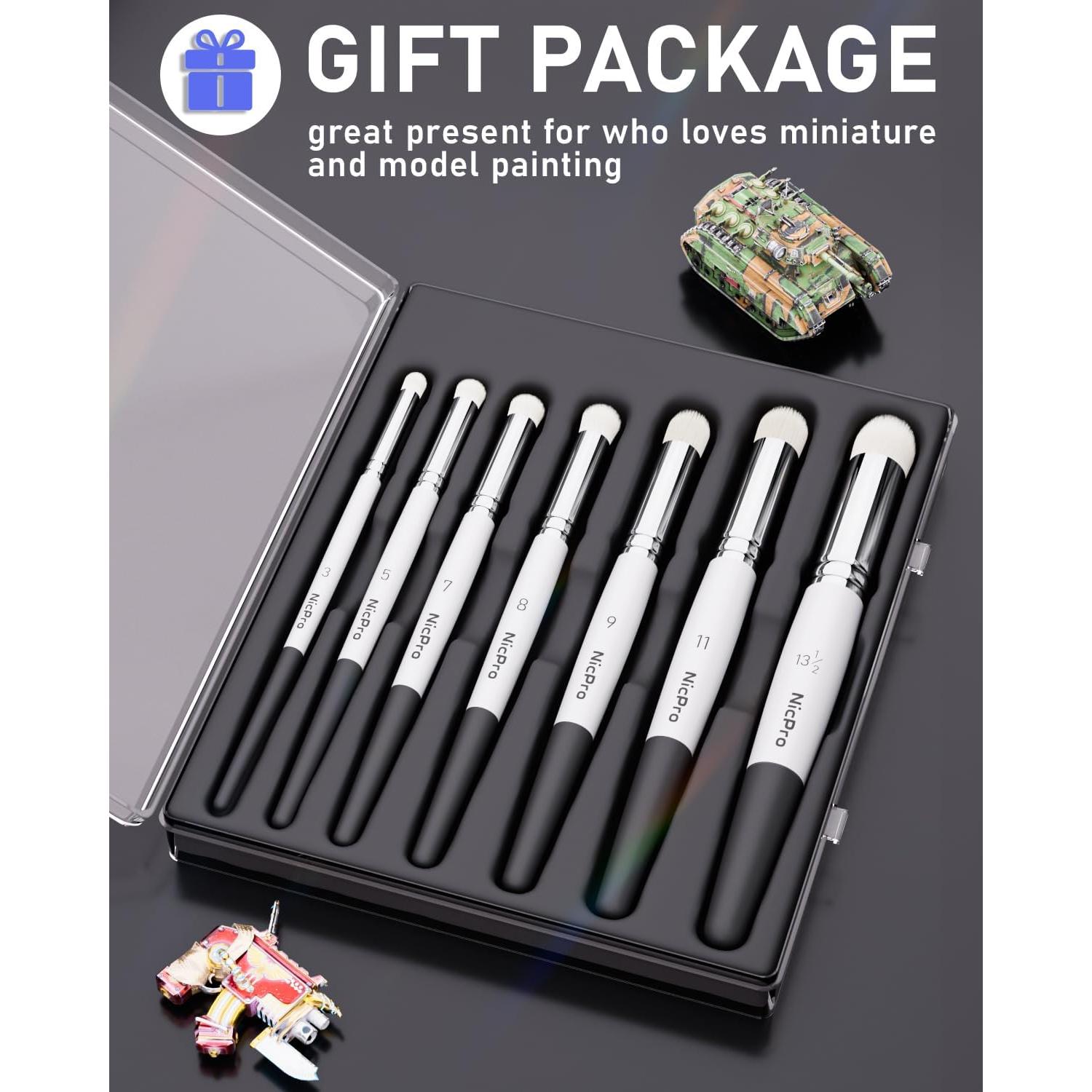 Set de Pinceles Secos Nicpro 7 Tamaños para Miniaturas