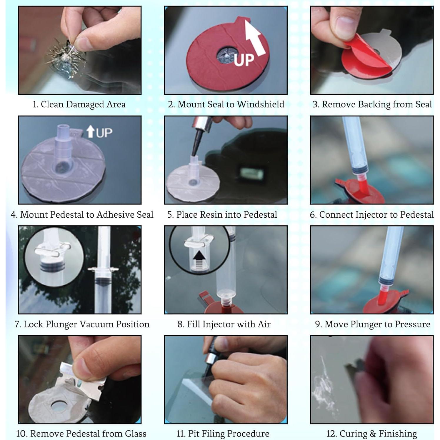 Kit de Reparación de Parabrisas Wixuoe 10 Pcs Resina