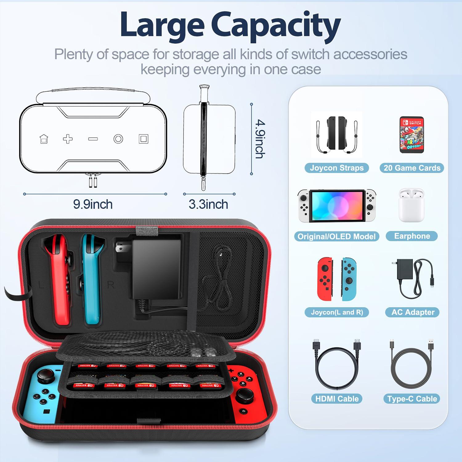 Funda de transporte OIVO para Nintendo Switch OLED roja