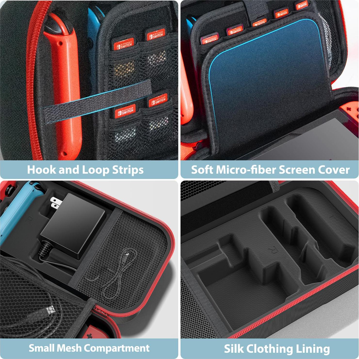 Funda de transporte OIVO para Nintendo Switch OLED roja
