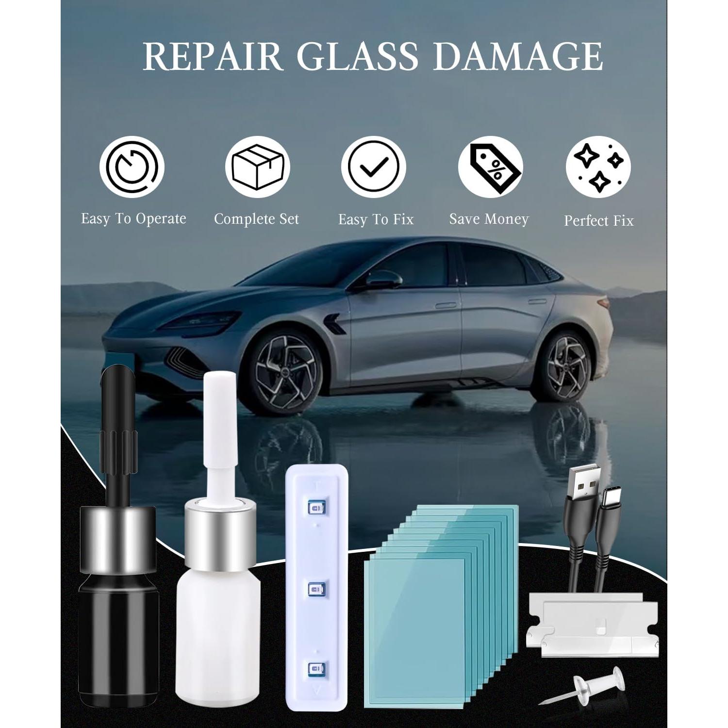 Kit de Reparación de Grietas en Parabrisas FTSJVE - Curado Rápido