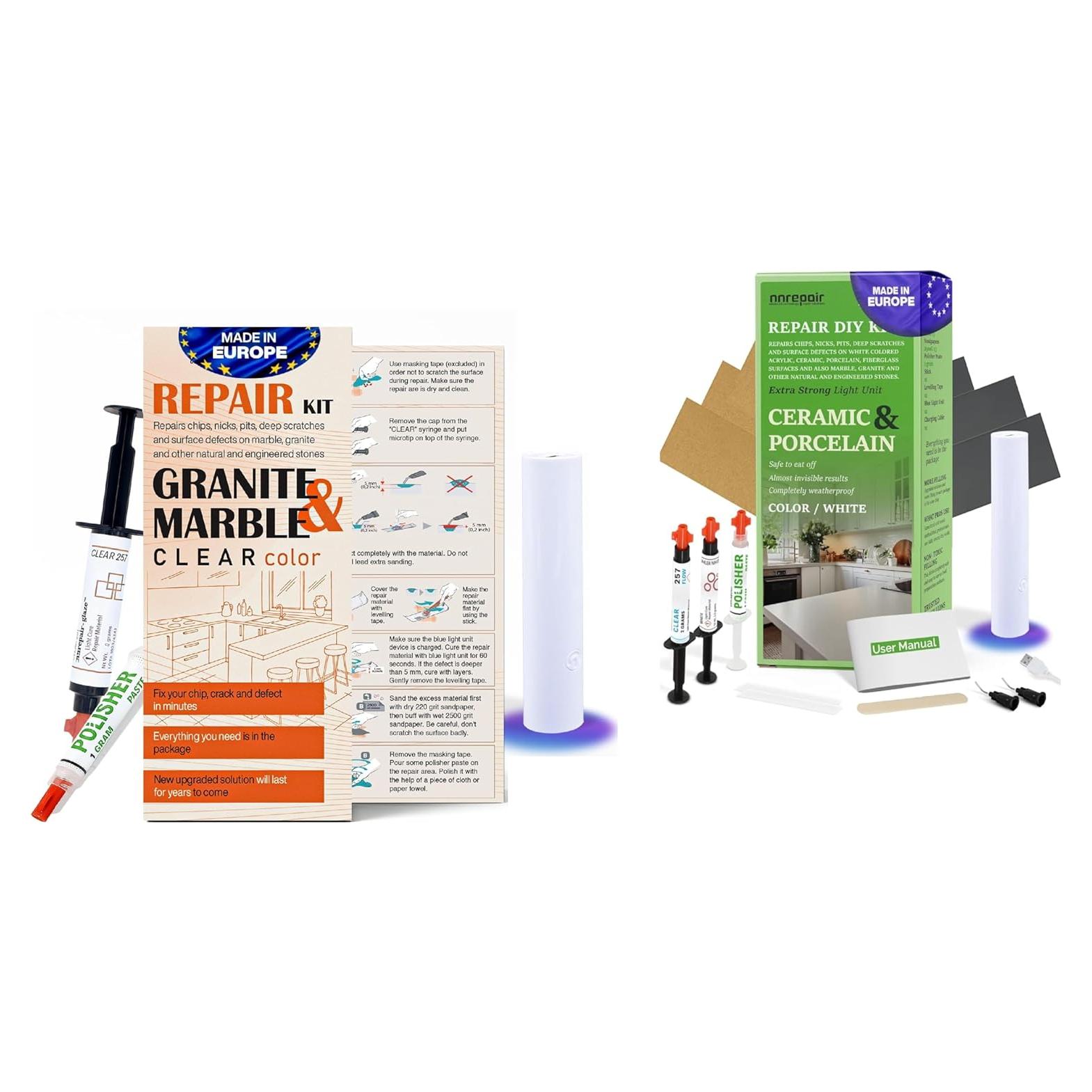 Kit de Reparación de Porcelana y Granito - Dúo Profesional