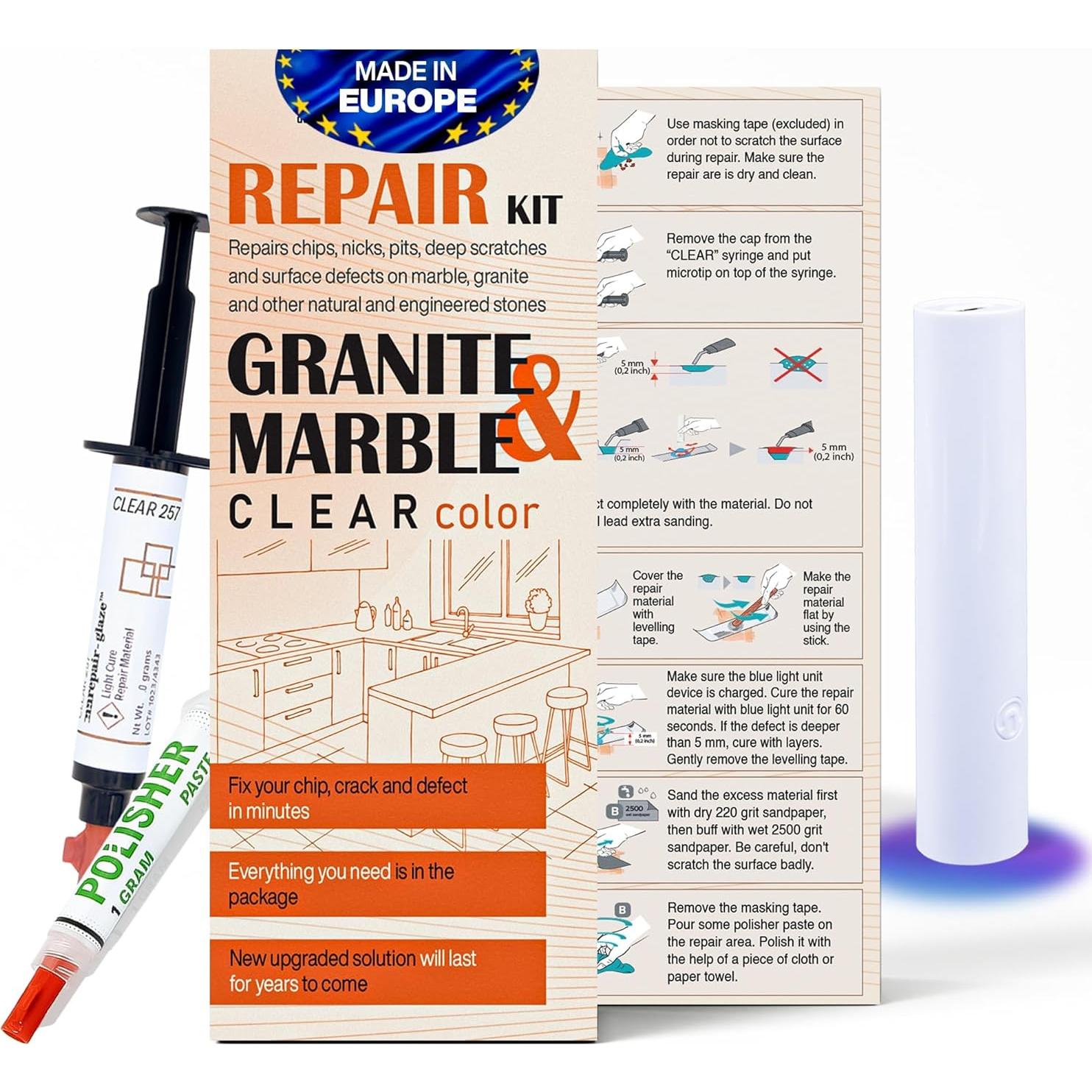 Kit de Reparación de Porcelana y Granito - Dúo Profesional