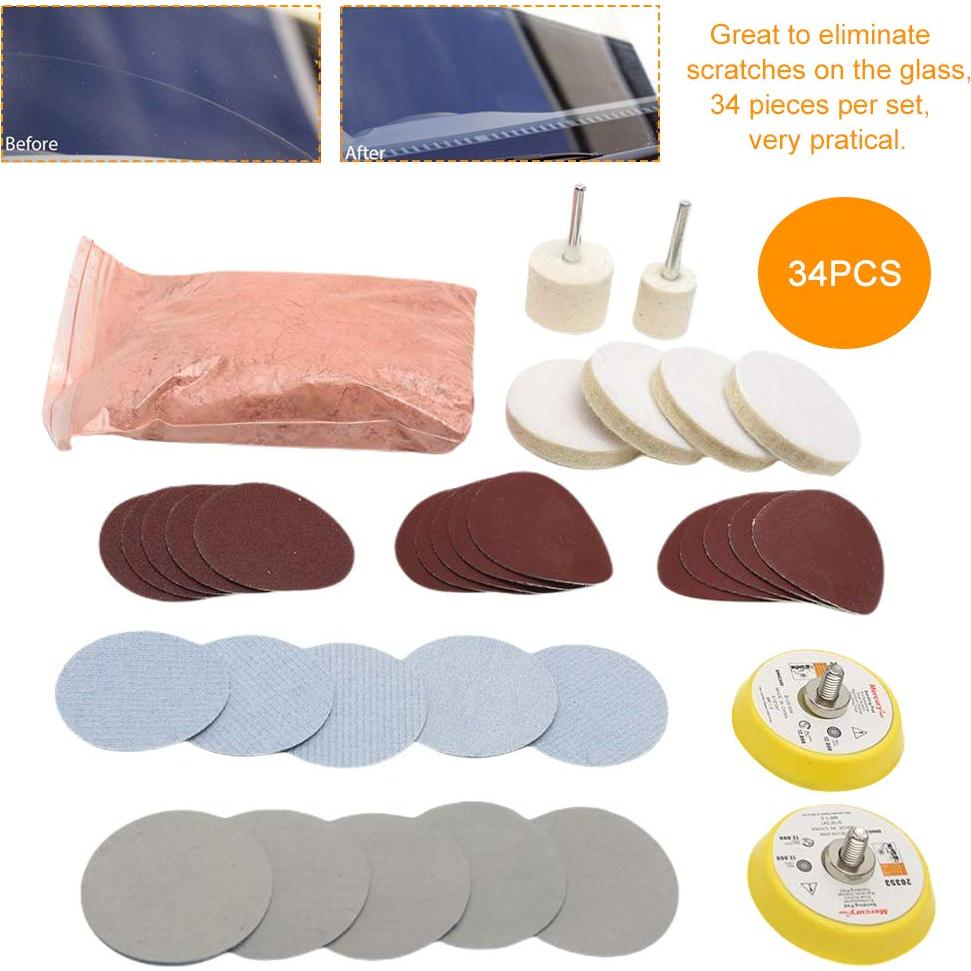 Kit de Pulido de Vidrio WOOPOWER 34 Piezas - Reparación de Rayones