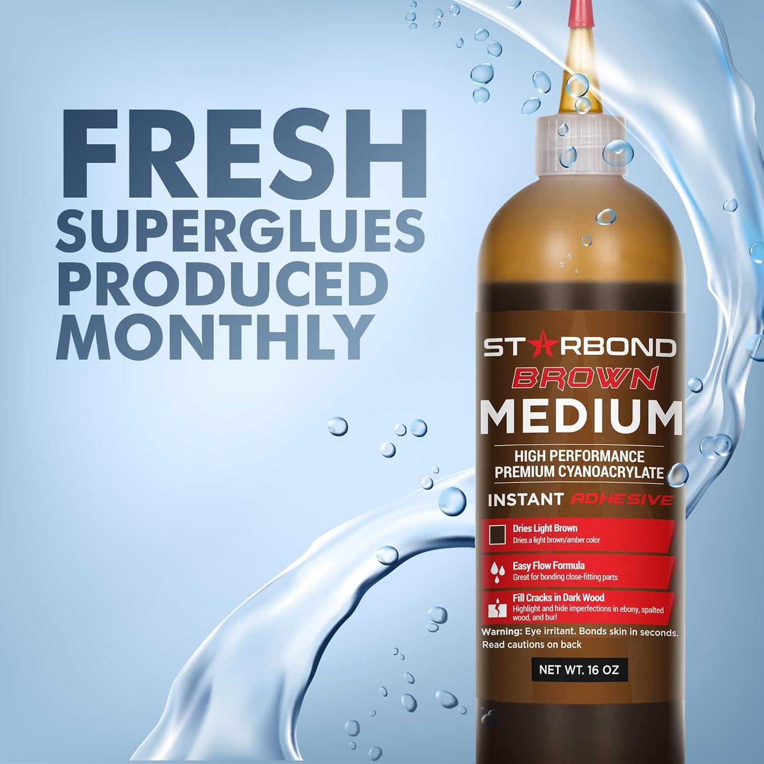 Kit de Super Pegamento CA Marrón Mediano Starbond 16 oz