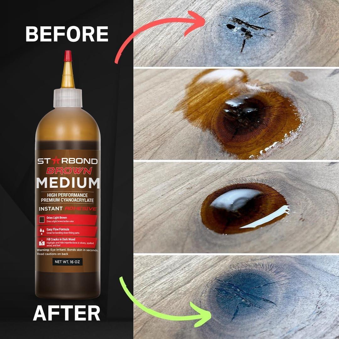 Kit de Super Pegamento CA Marrón Mediano Starbond 16 oz