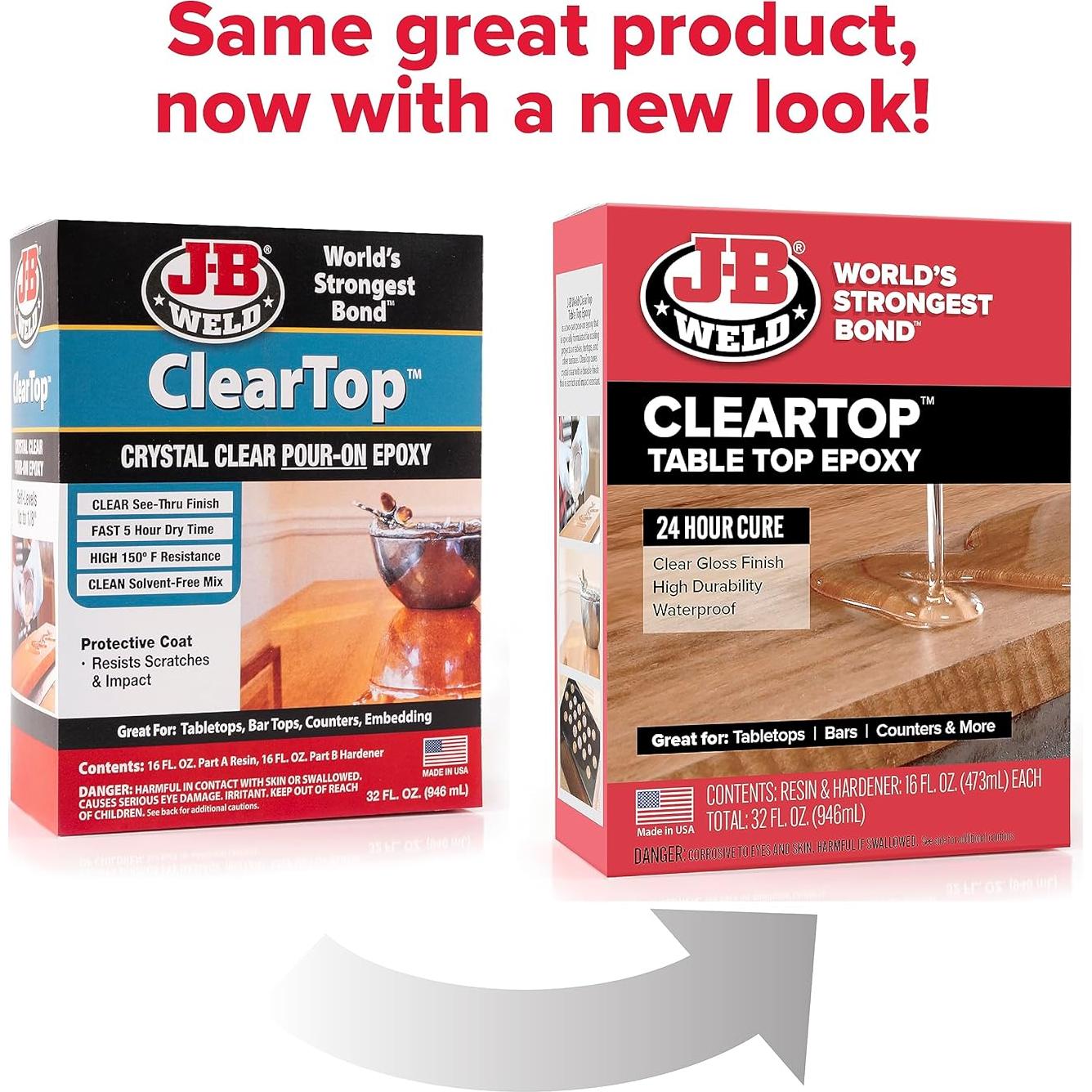 Resina Epóxica J-B Weld ClearTop 32oz para Mesas - Cura Rápida