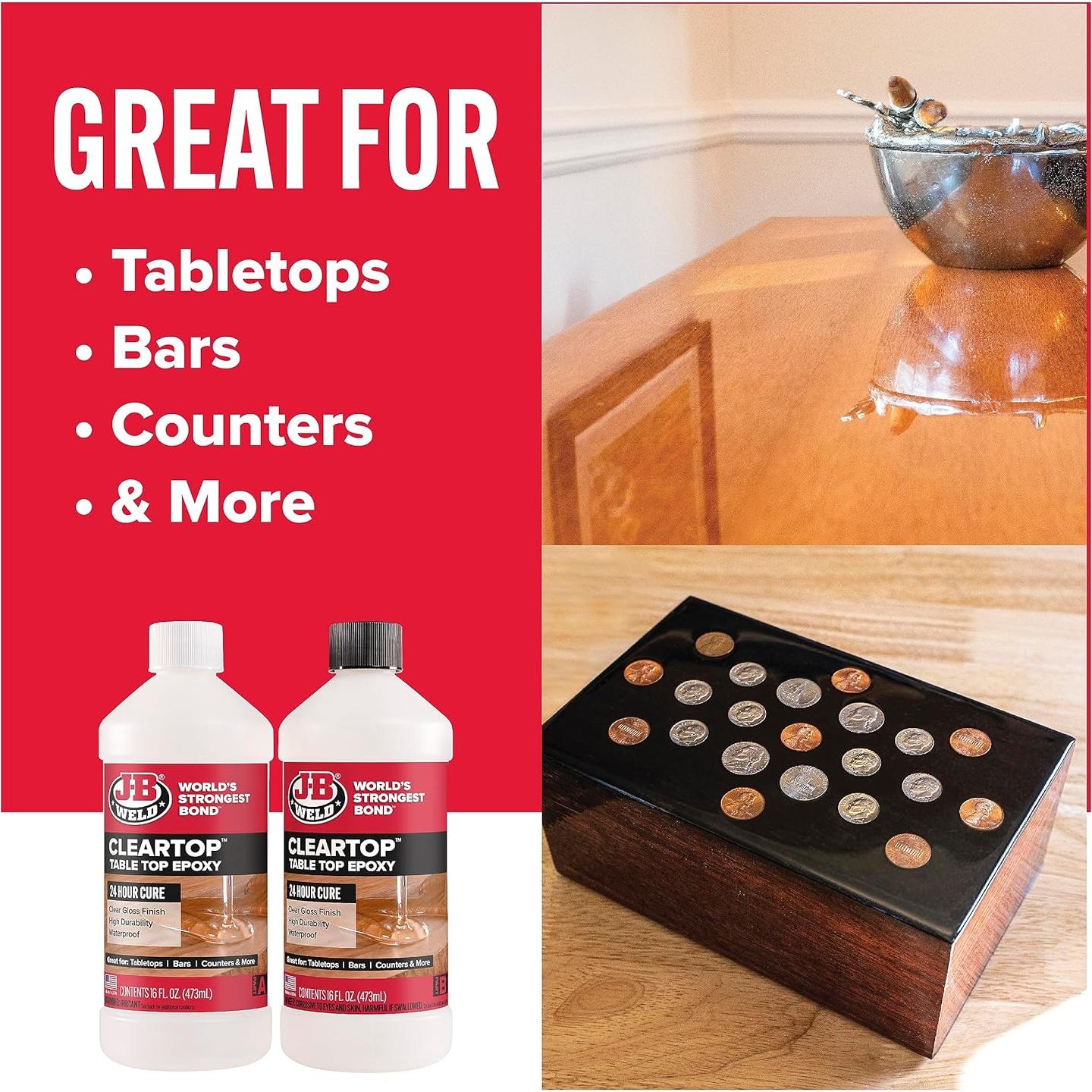 Resina Epóxica J-B Weld ClearTop 32oz para Mesas - Cura Rápida