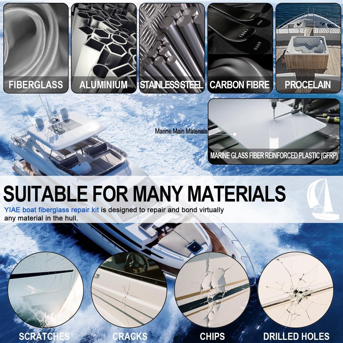 Kit de Reparación de Fibra de Vidrio YIAE 200g - Gel Coat Marino