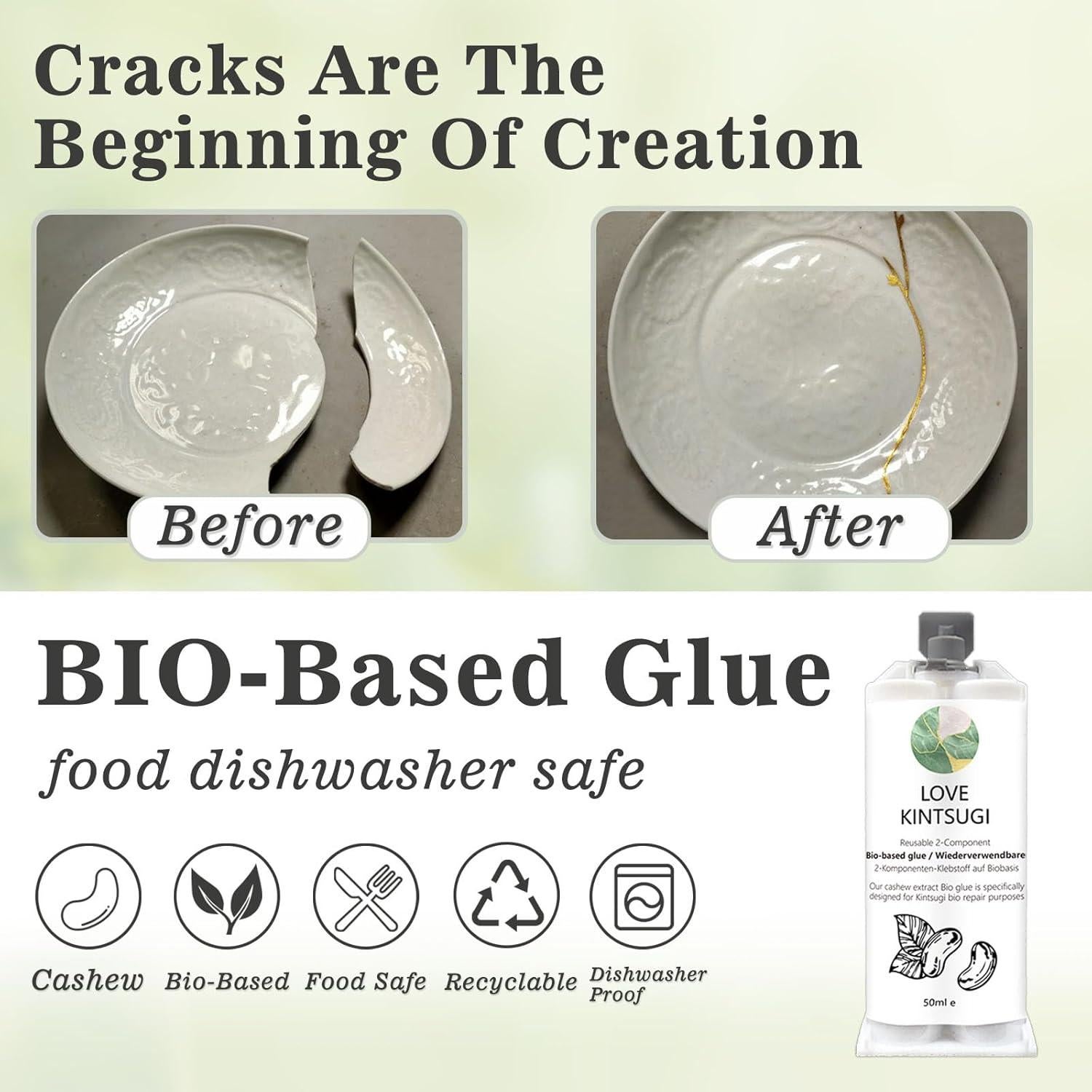 Kit de Reparación Kintsugi 1DFAUL con Pegamento Bio Oro