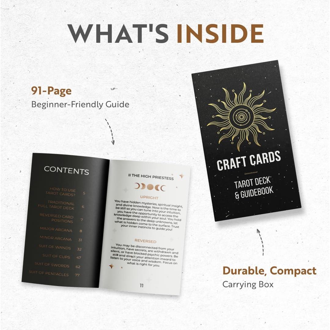Juego de Tarot Clásico CRAFTERIAN - 78 Cartas con Bordes Dorados
