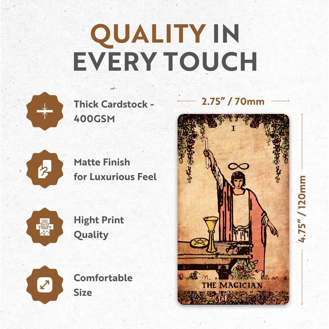 Juego de Tarot Clásico CRAFTERIAN - 78 Cartas con Bordes Dorados