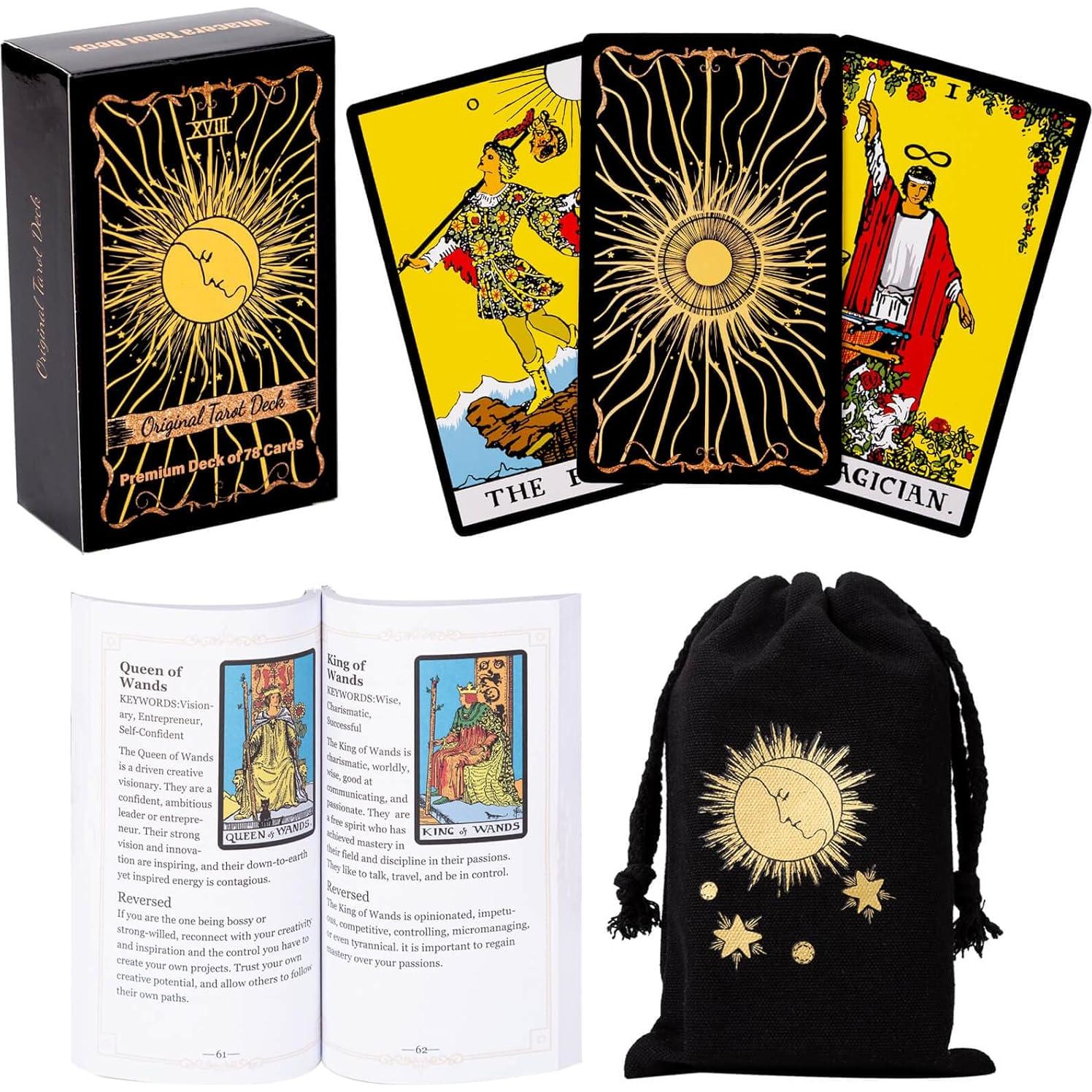 Mazo de Tarot Vitacera Black con Guía y Bolsa de Lino