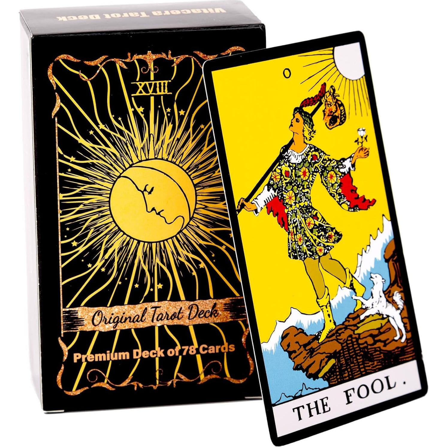 Mazo de Tarot Vitacera Black con Guía y Bolsa de Lino