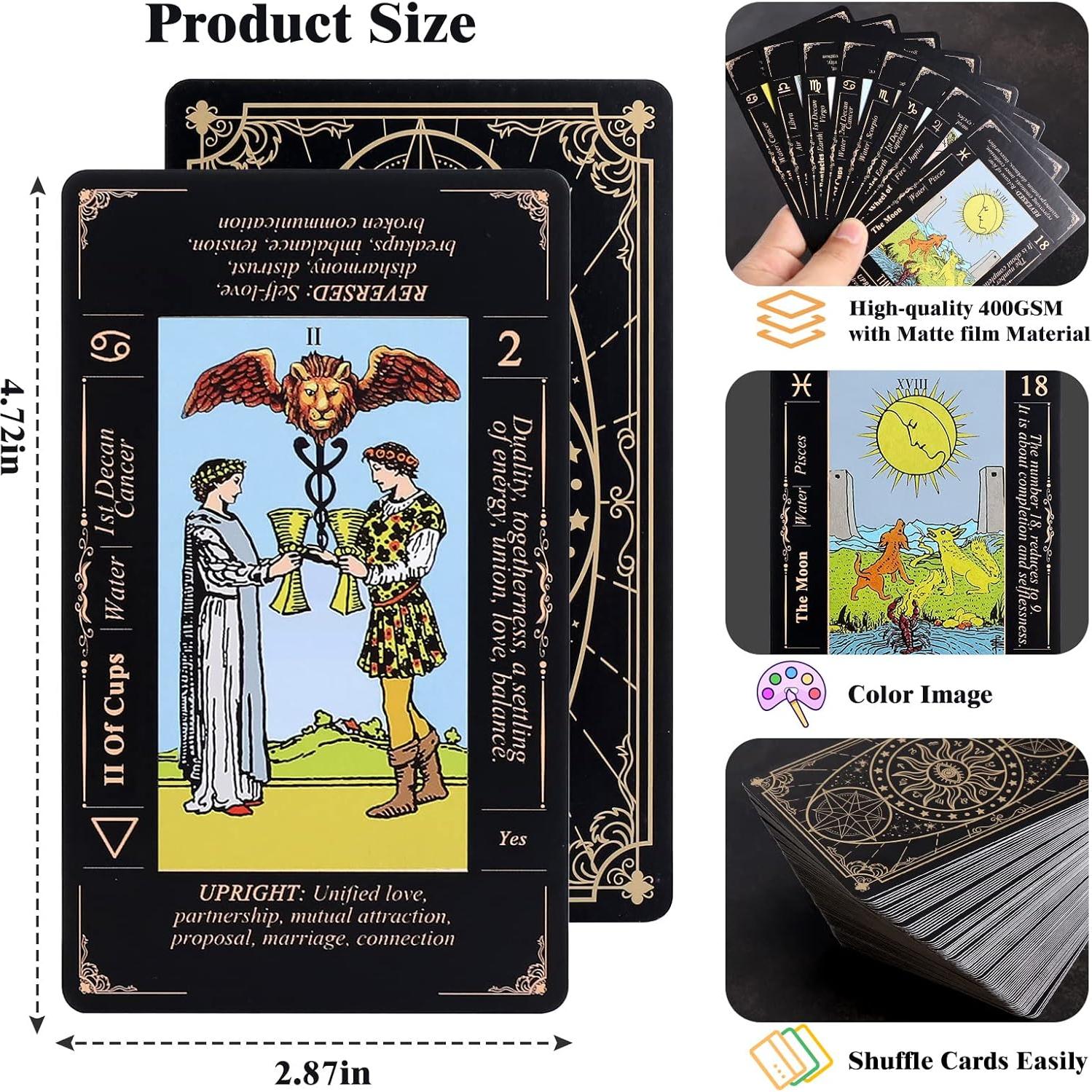 Juego de Cartas de Tarot Fofeadm con Libro Guía y Bolsa, 78 Cartas