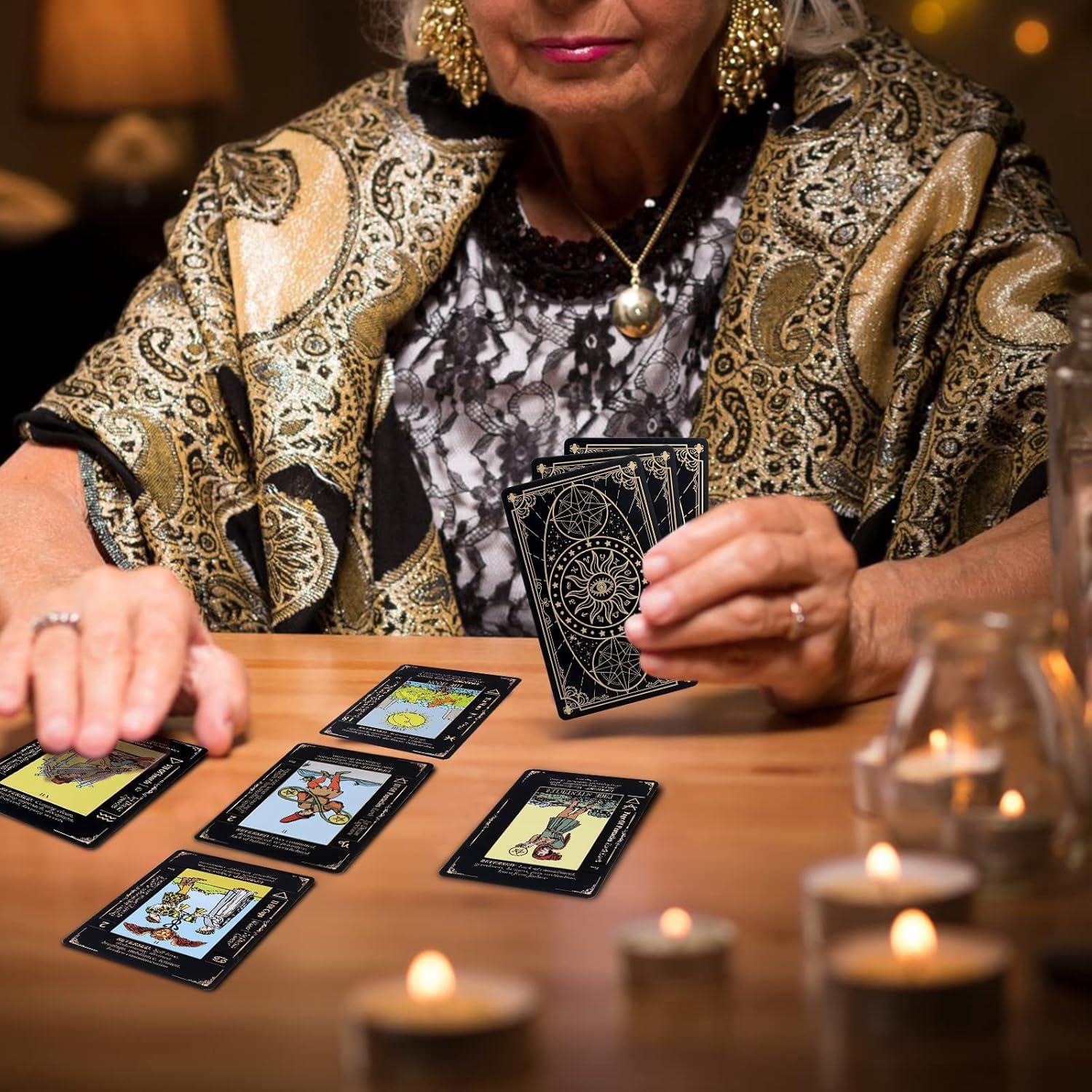 Juego de Cartas de Tarot Fofeadm con Libro Guía y Bolsa, 78 Cartas