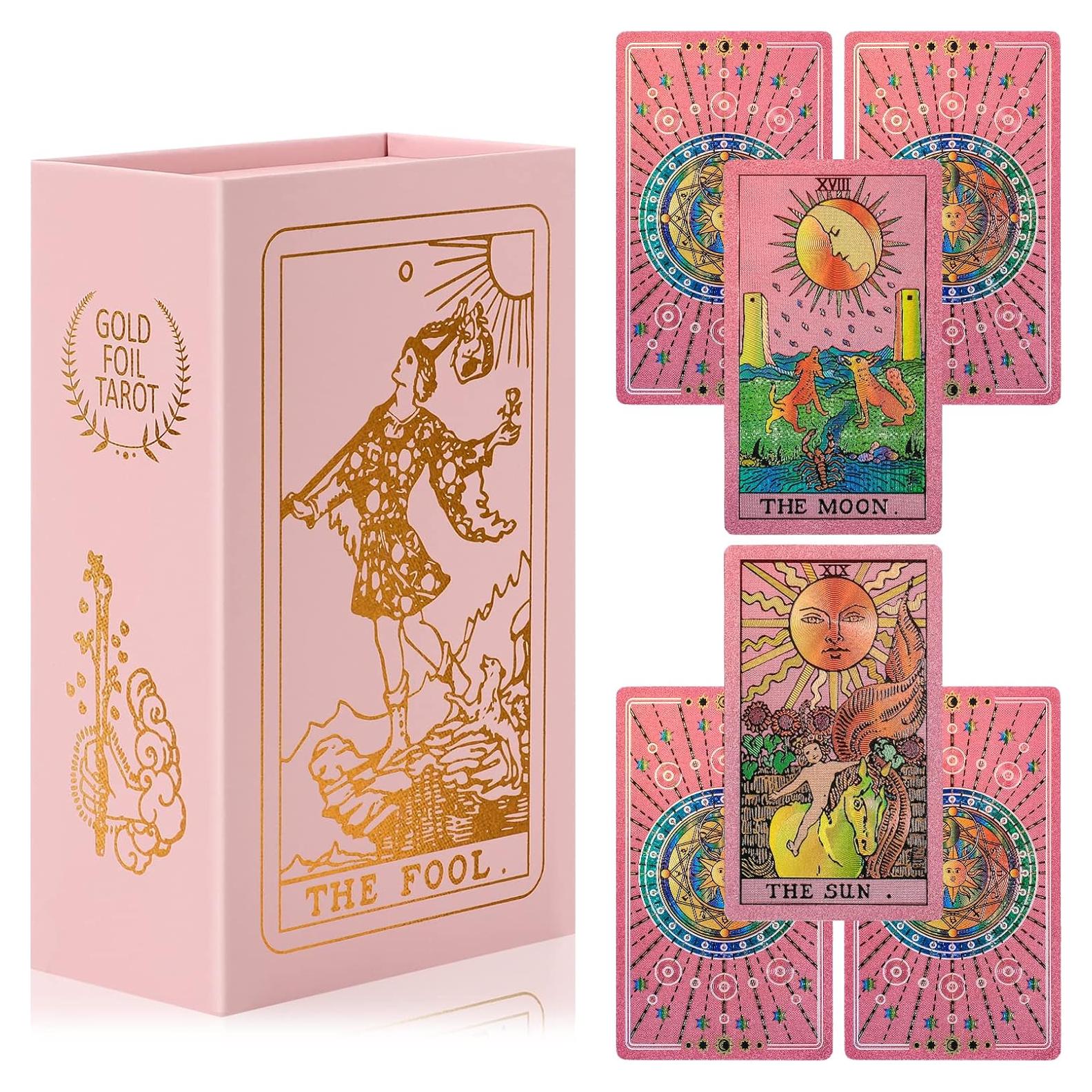 Cartas de Tarot Rosadas con Libro Guía - Rider Waite 78 Piezas