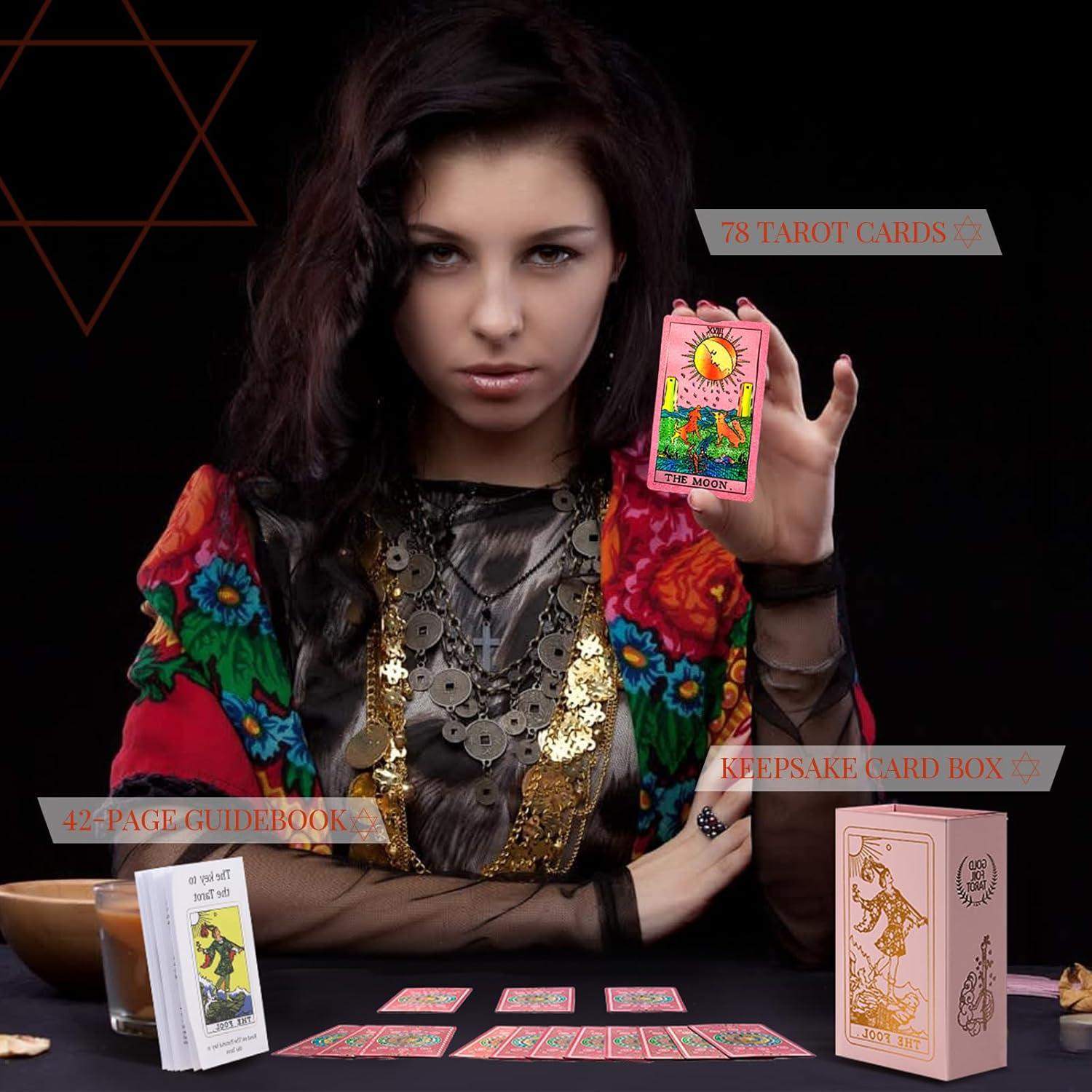 Cartas de Tarot Rosadas LRJRIZZO con Libro de Guía 78 Piezas