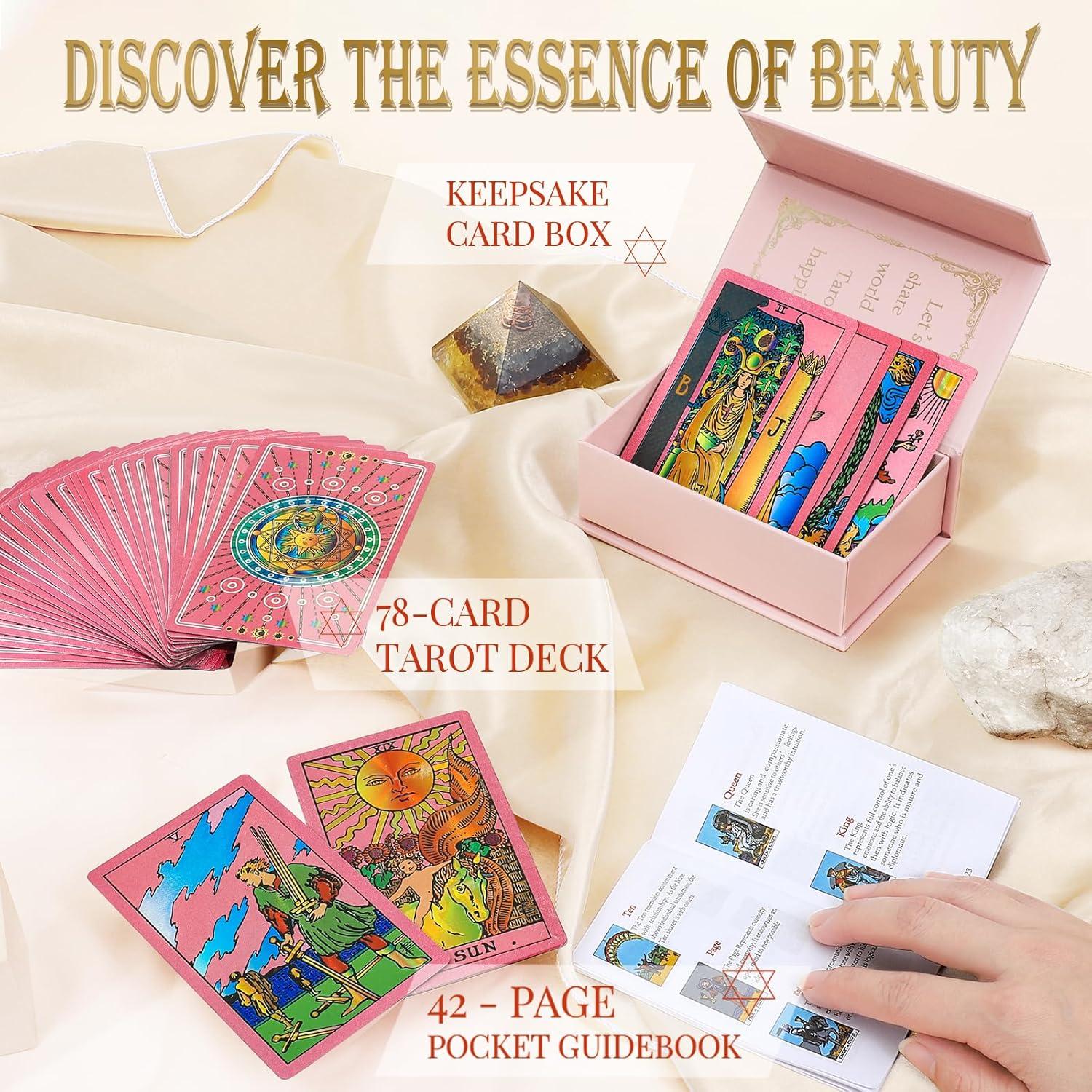 Cartas de Tarot Rosadas LRJRIZZO con Libro de Guía 78 Piezas