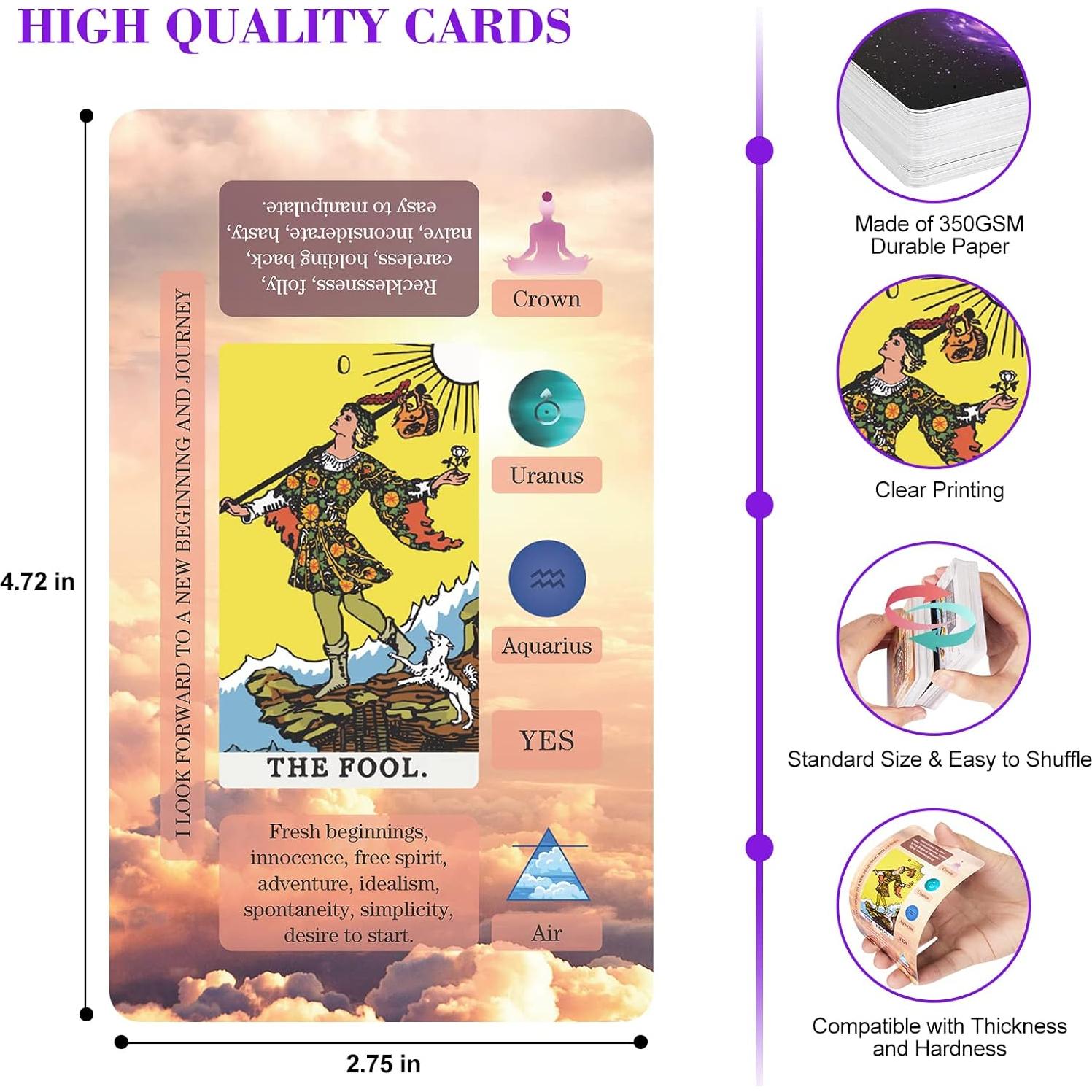 Cartas de Tarot XSYLOHXL para Principiantes - Mazo Clásico 78 Cartas