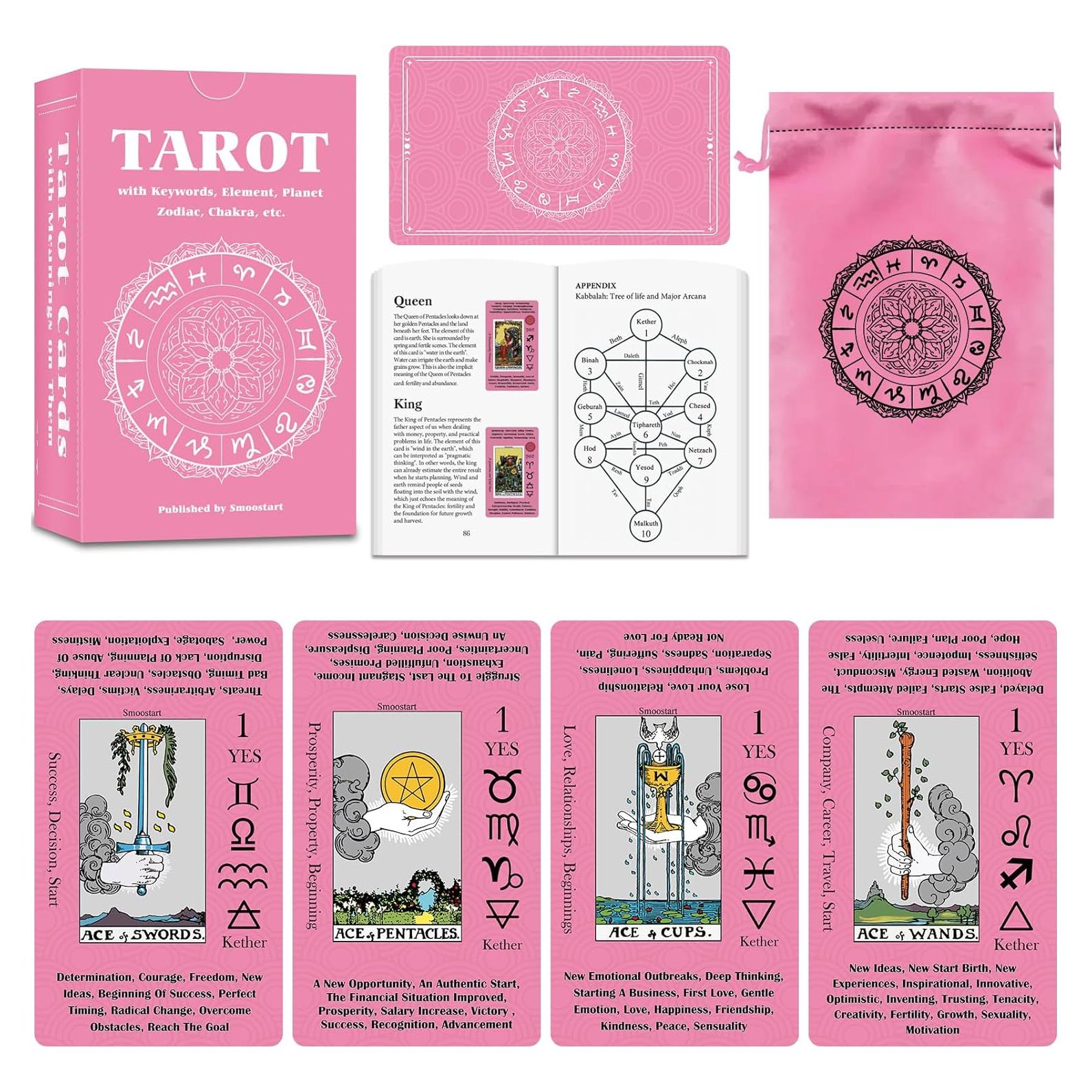 Cartas de Tarot Smoostart para Principiantes con Bolsa de Terciopelo