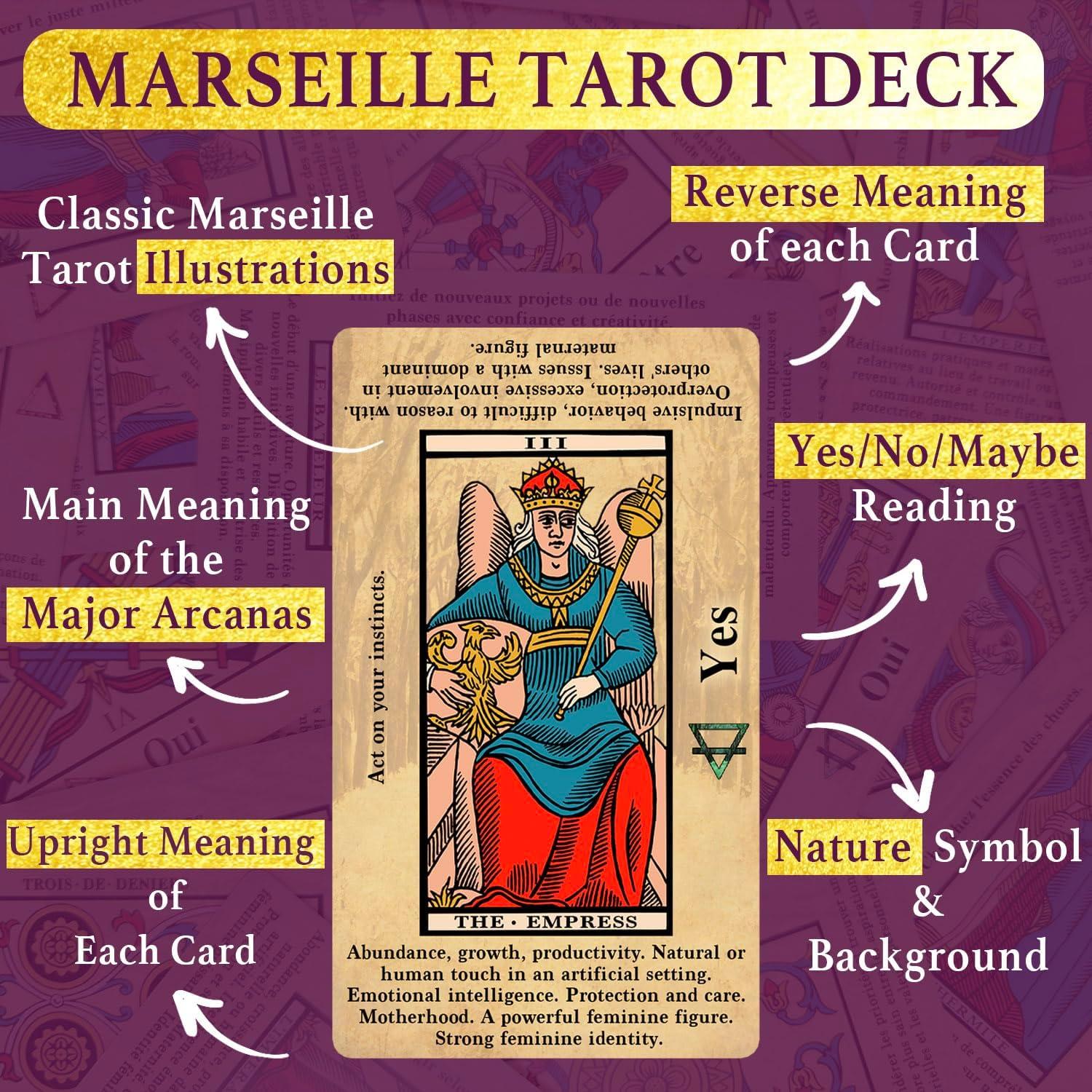 Tarot de Marsella Witchy Cauldron para Principiantes - Cartas con Significados en Inglés