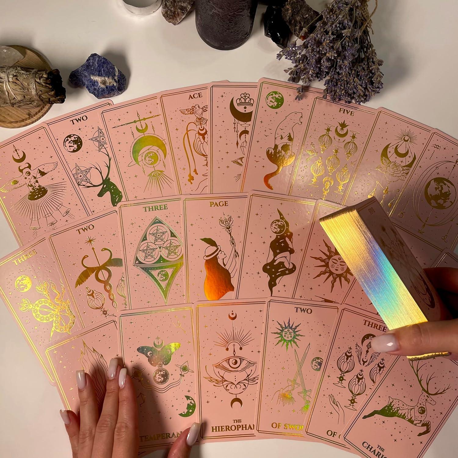 Baraja de Tarot CRAFTERIAN Minimalista 78 Cartas con Guía