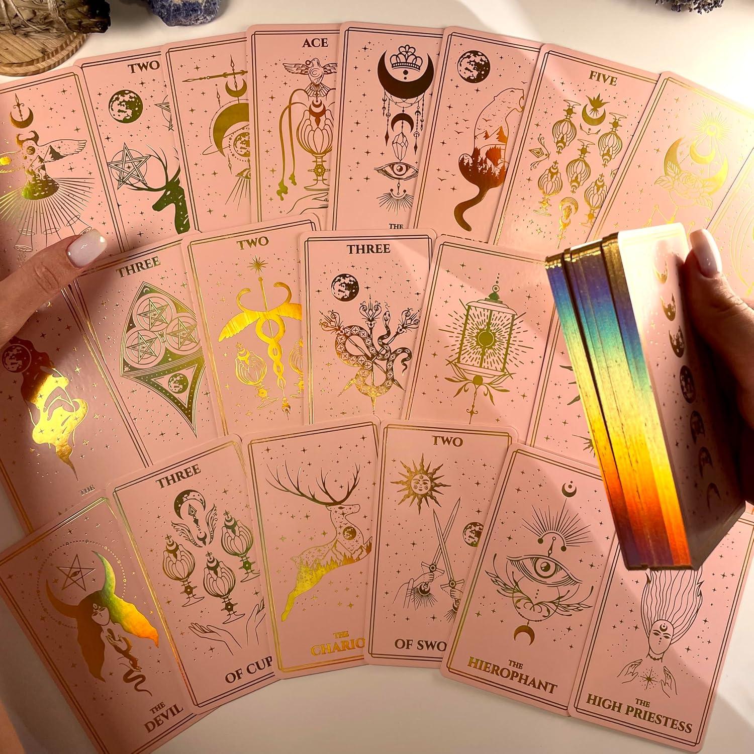 Baraja de Tarot CRAFTERIAN Minimalista 78 Cartas con Guía