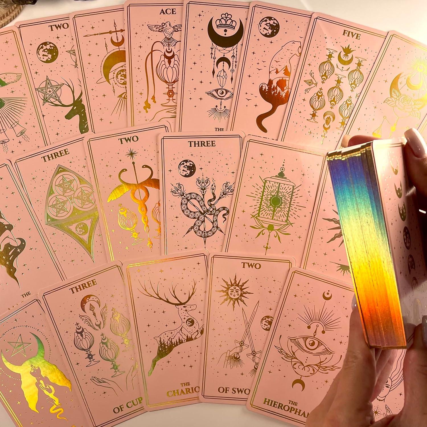 Baraja de Tarot CRAFTERIAN Minimalista 78 Cartas con Guía