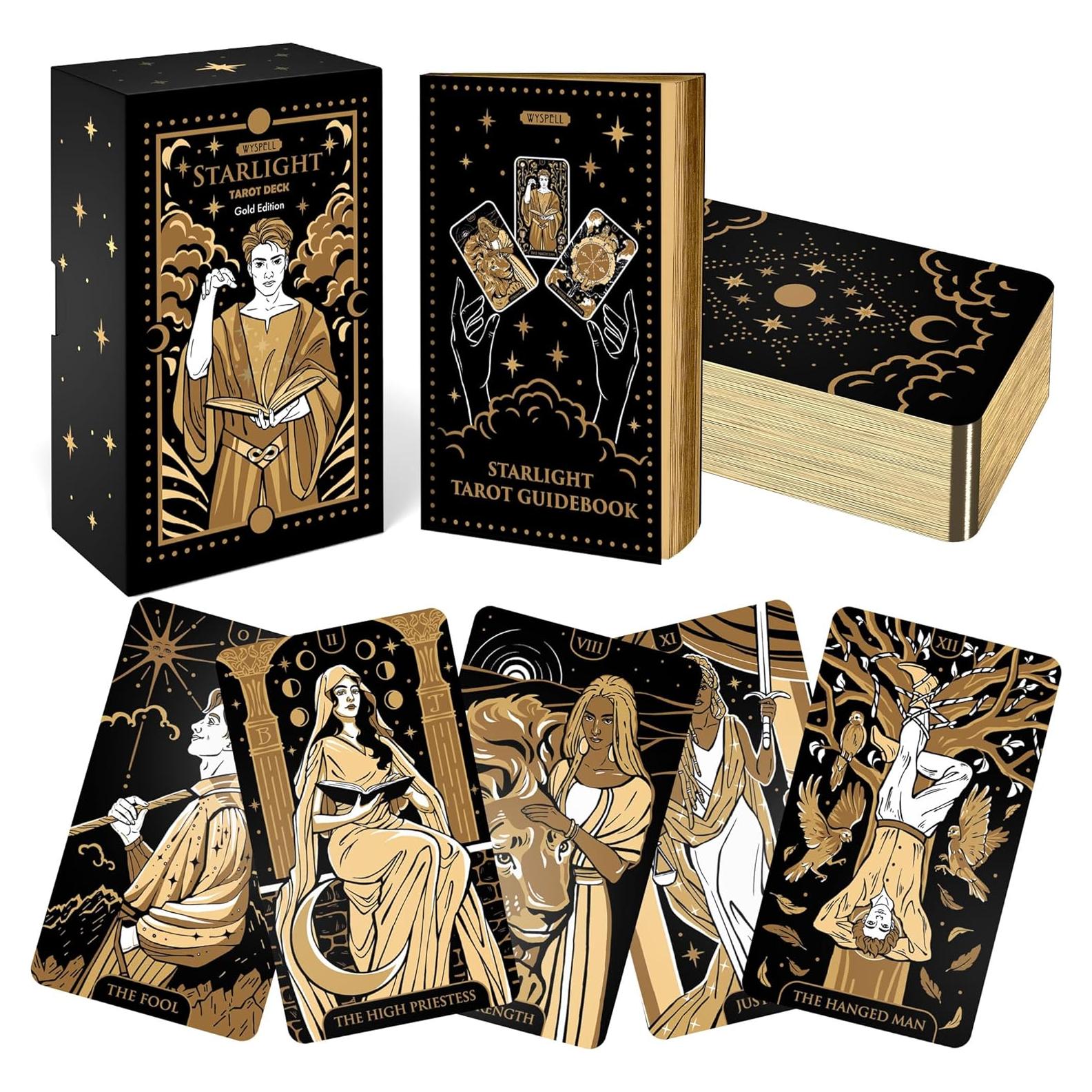 Baraja de Tarot Wyspell Oro Starlight con Guía - Principiantes