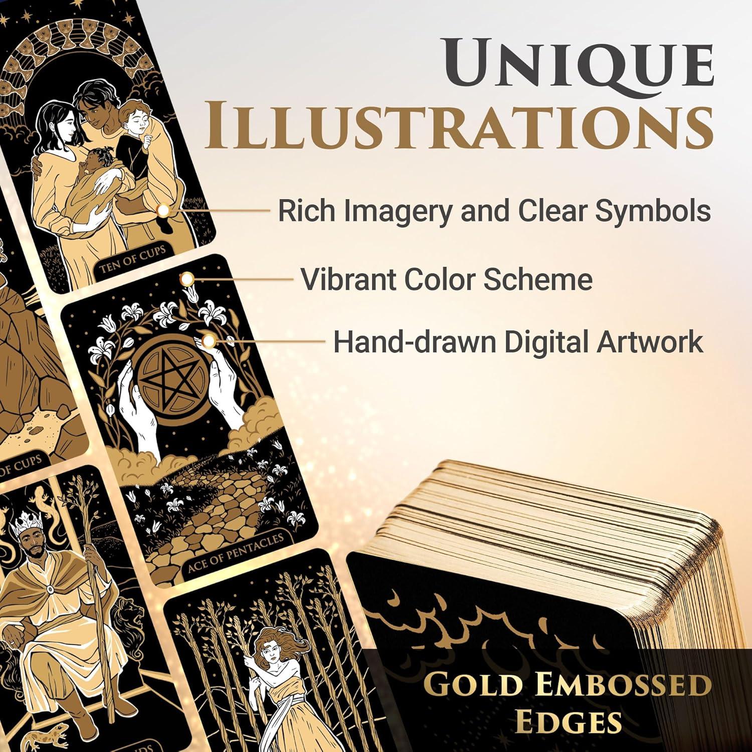 Baraja de Tarot Wyspell Oro Starlight con Guía - Principiantes