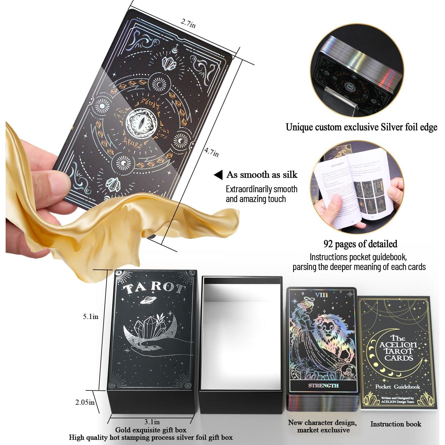 Tarot de Cartas WJPC con Borde de Foil Plateado y Caja de Regalo