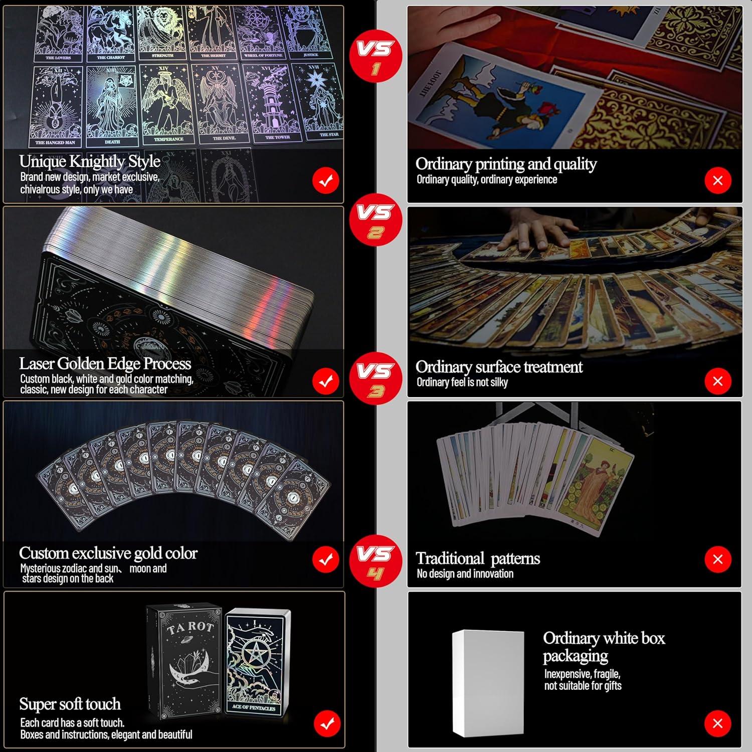 Tarot de Cartas WJPC con Borde de Foil Plateado y Caja de Regalo