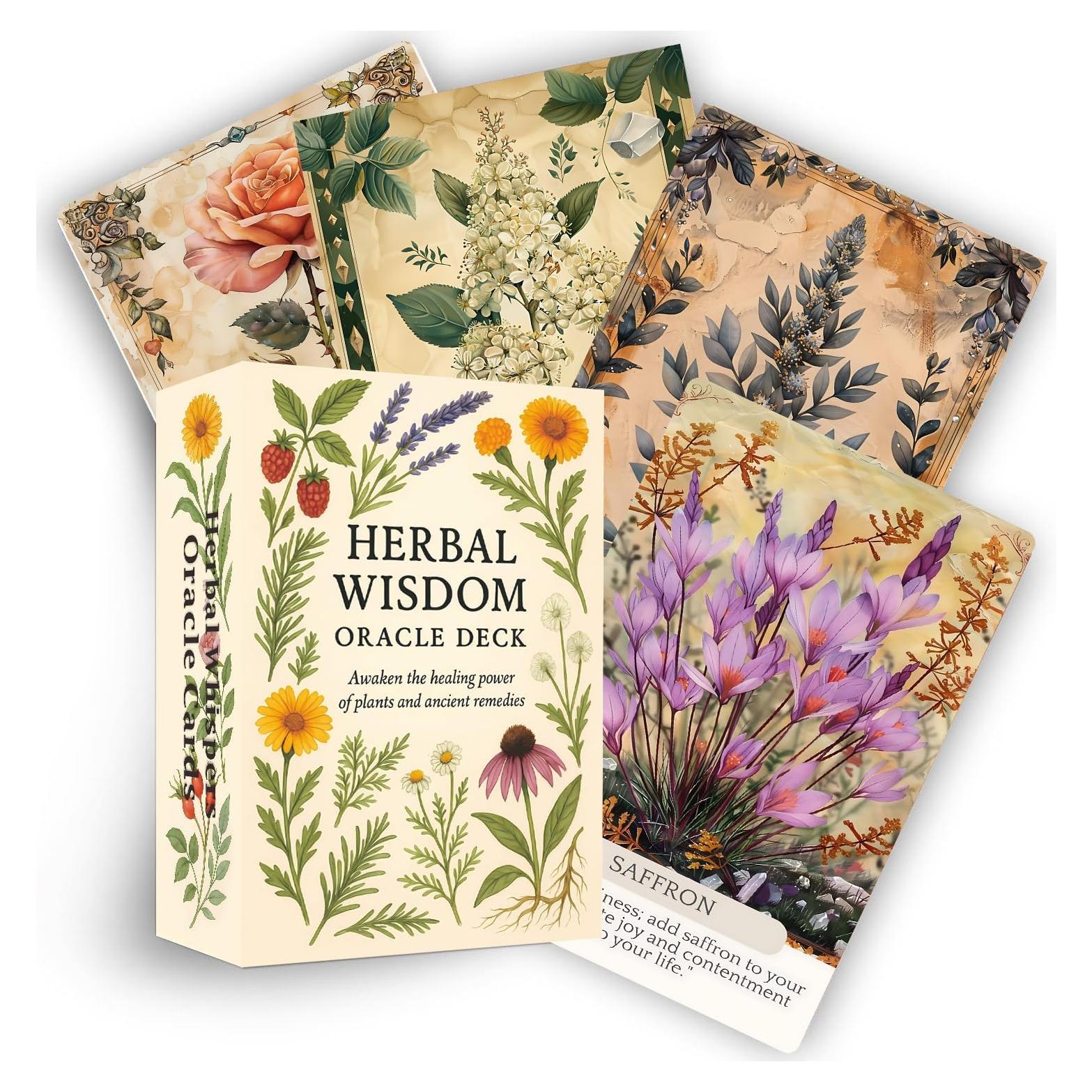 Cartas Oráculo Susurros Herbales ZHQGYN - 46 Cartas Espirituales