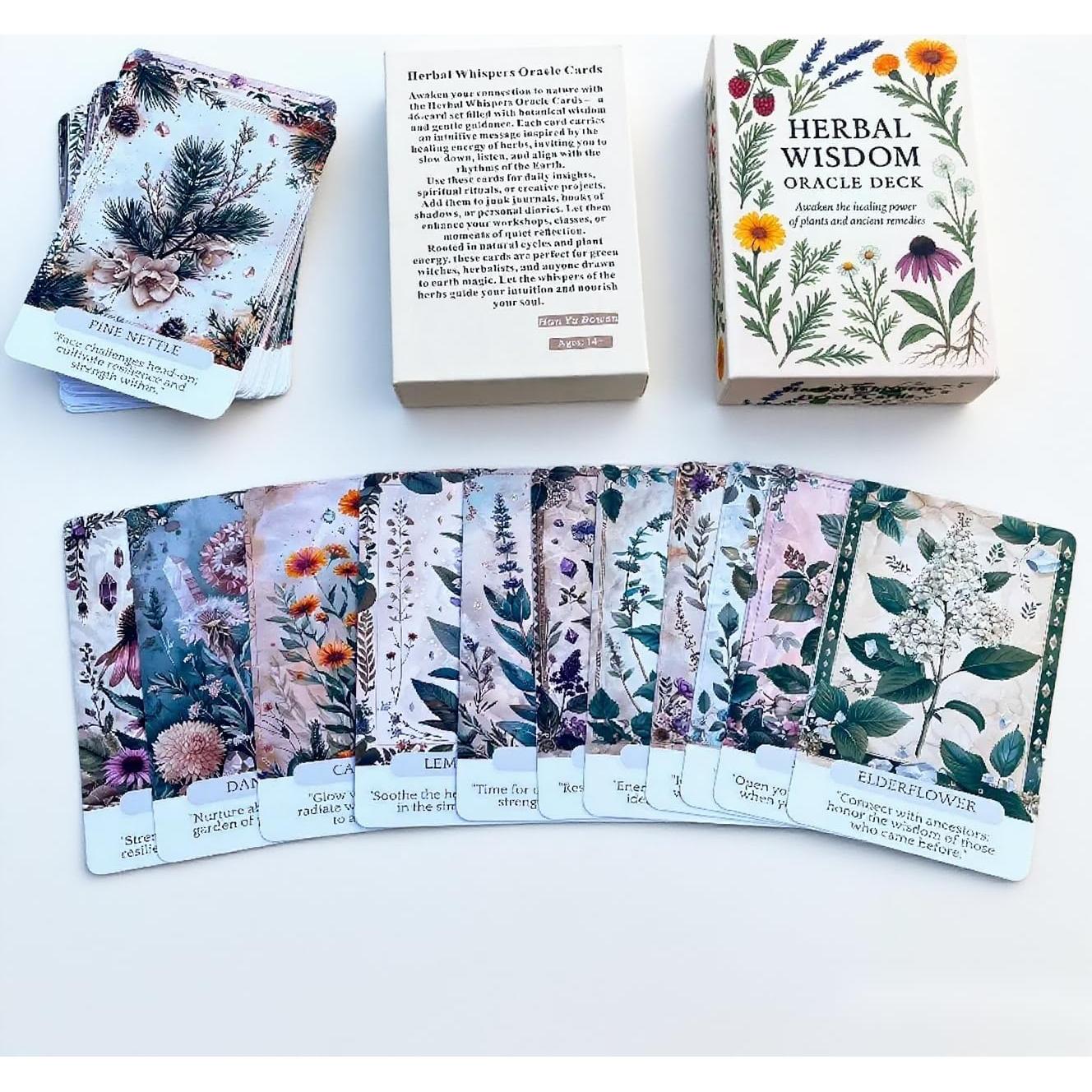 Cartas Oráculo Susurros Herbales ZHQGYN - 46 Cartas Espirituales