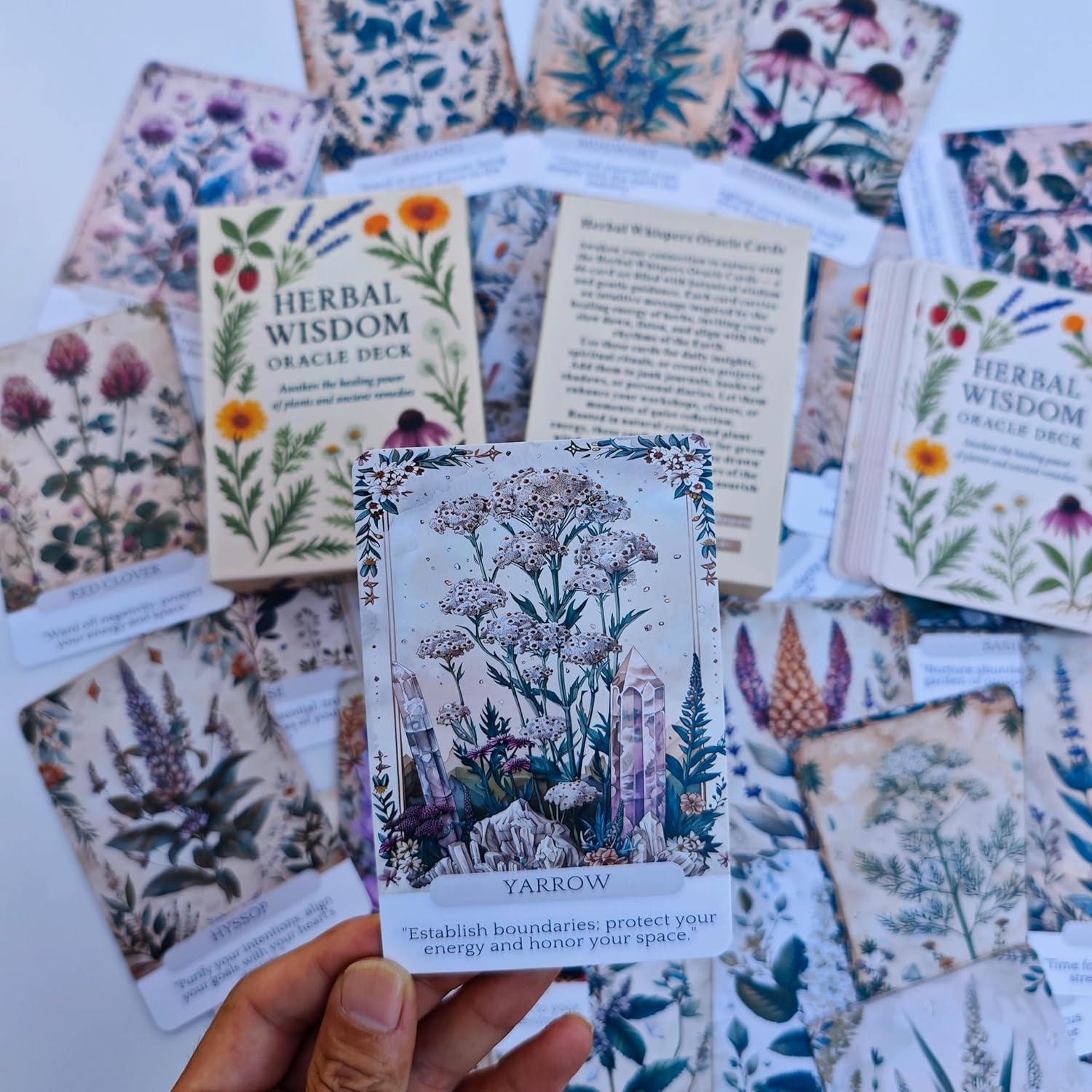 Cartas Oráculo Susurros Herbales ZHQGYN - 46 Cartas Espirituales