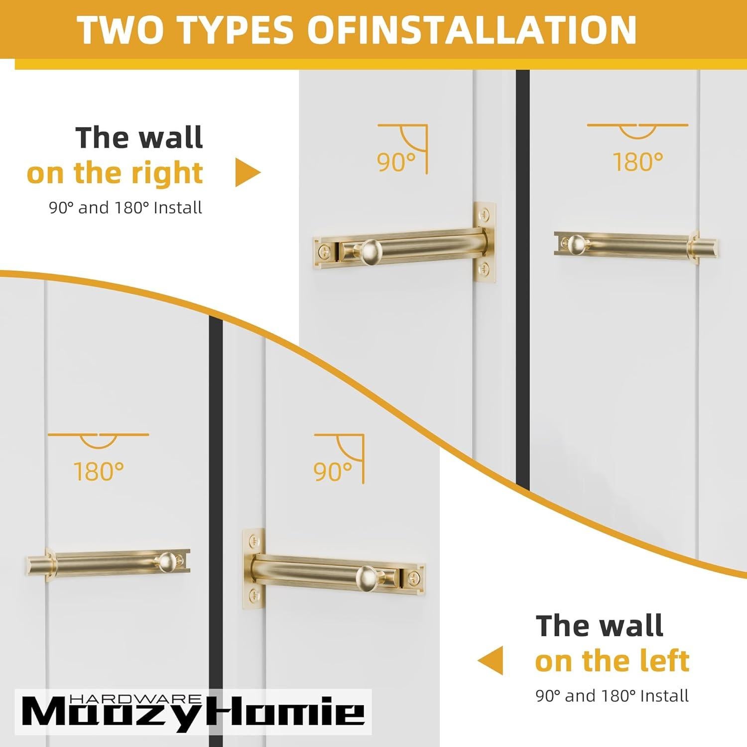 Cerradura de Tornillo Deslizante MaozyHomie 7.6 cm Dorado Cepillado