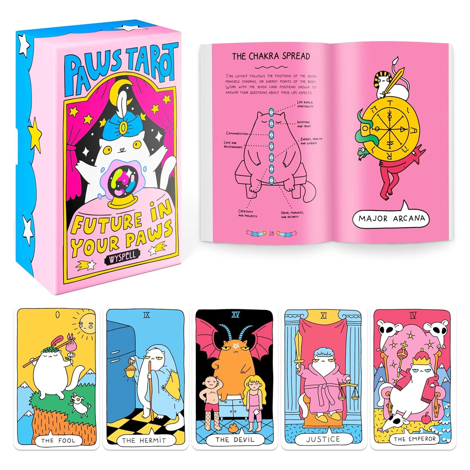 Cartas de Tarot de Gato Wyspell - Mazo de 78 cartas con guía