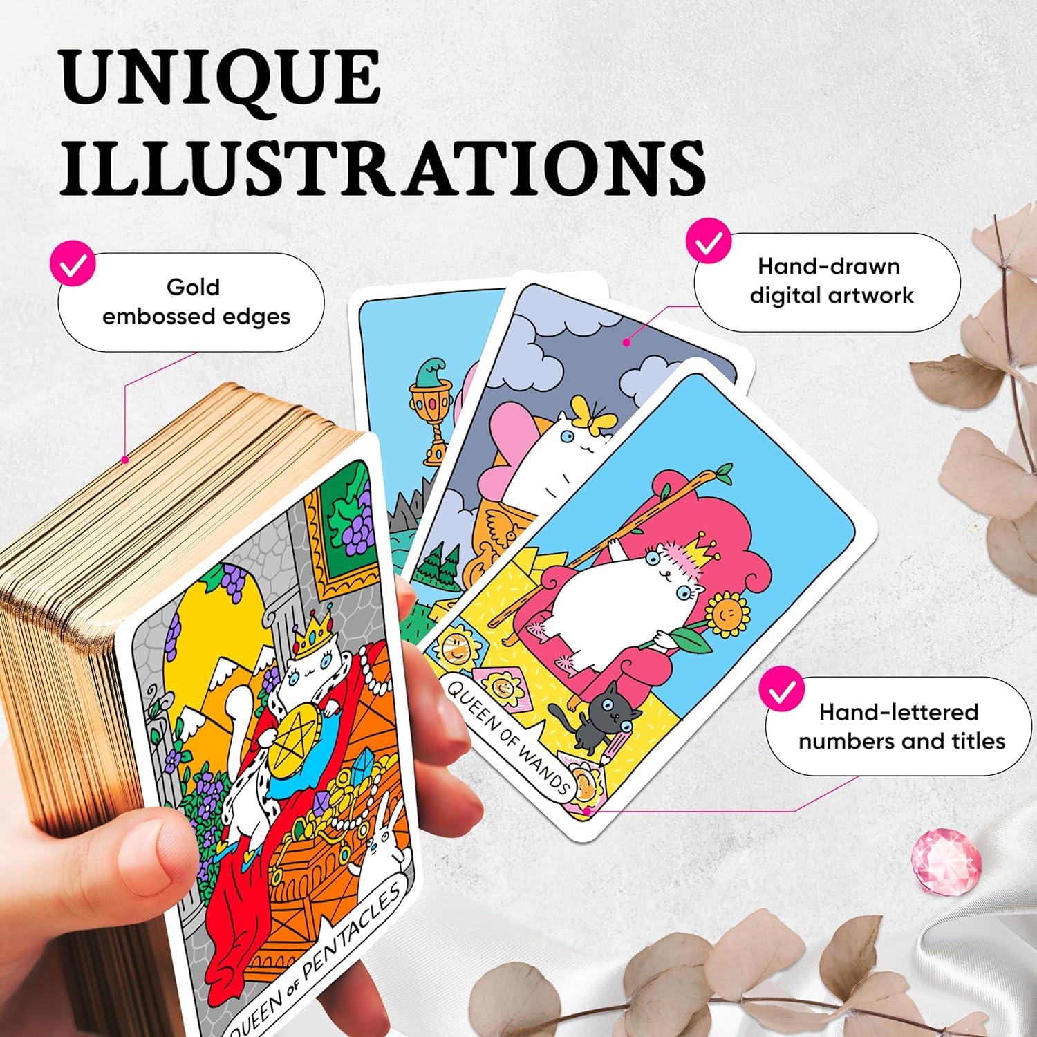 Cartas de Tarot de Gato Wyspell - Mazo de 78 cartas con guía