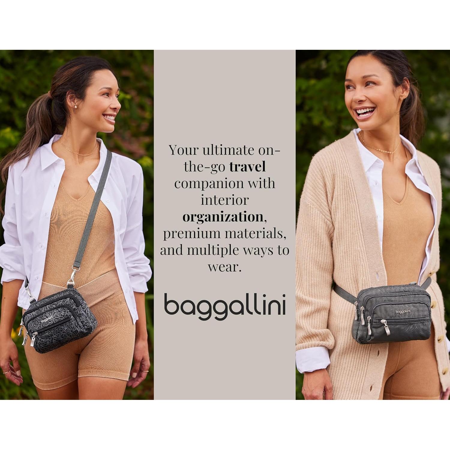 Baggallini Triple Zip Bolsa Cruzada Mujer 20x15 cm Resistente