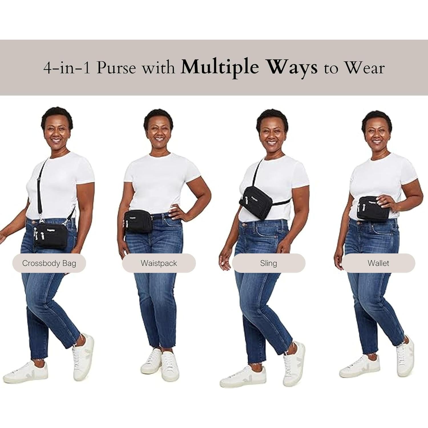 Baggallini Triple Zip Bolsa Cruzada Mujer 20x15 cm Resistente