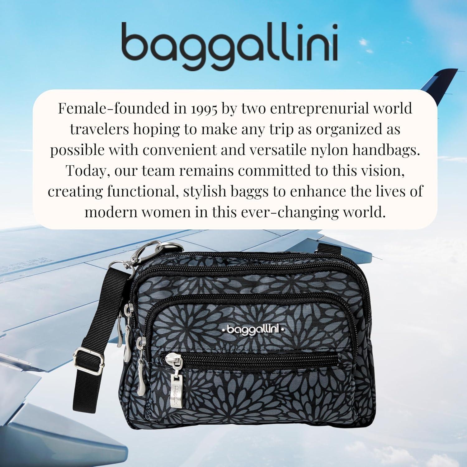Baggallini Triple Zip Bolsa Cruzada Mujer 20x15 cm Resistente