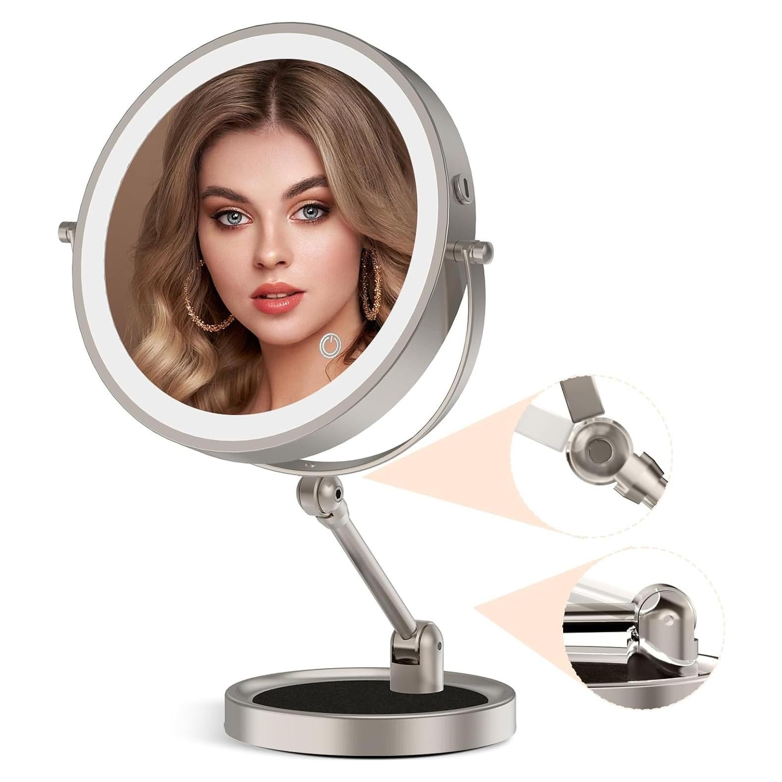 Espejo de Maquillaje Iluminado Rocollos 22,86 cm 1X/10X Ajustable