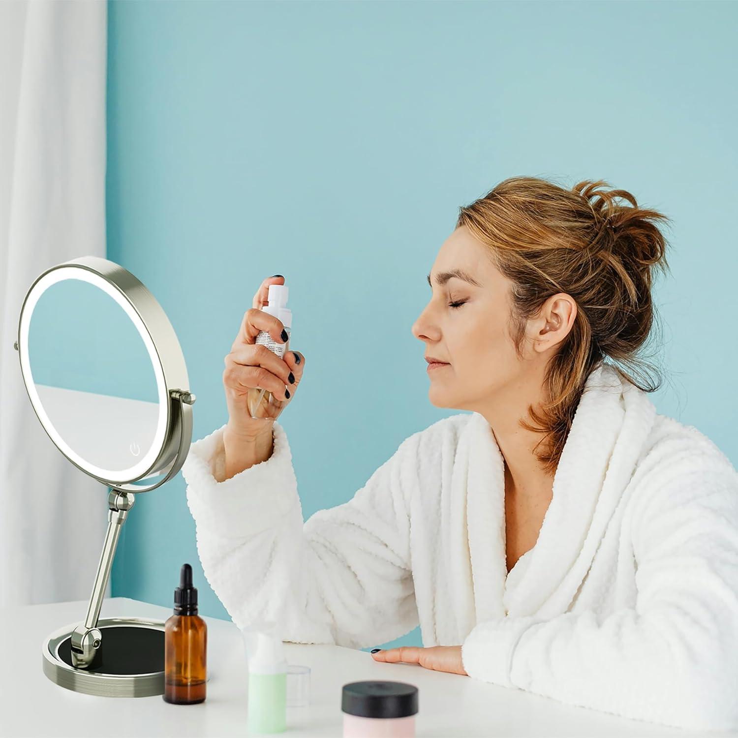 Espejo de Maquillaje Iluminado Rocollos 22,86 cm 1X/10X Ajustable